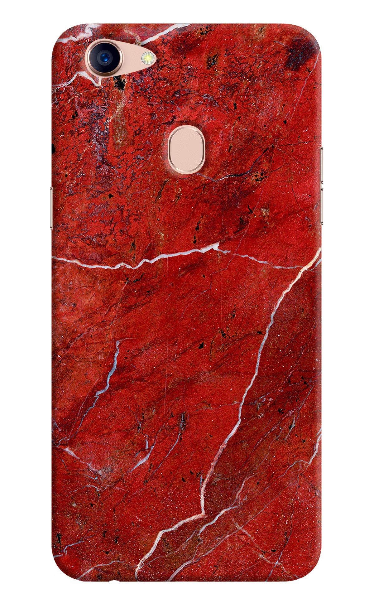 Red Marble Design Oppo F5 Hard Case Back Cover by Casekaro