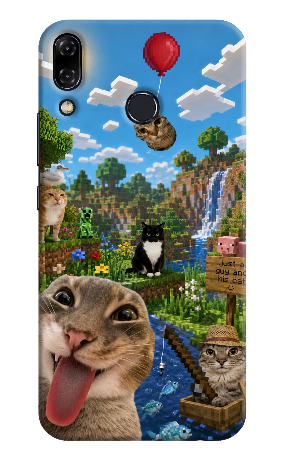 Minecraft Cat Chaos Asus Zenfone 5Z Hard Case Back Cover by Casekaro