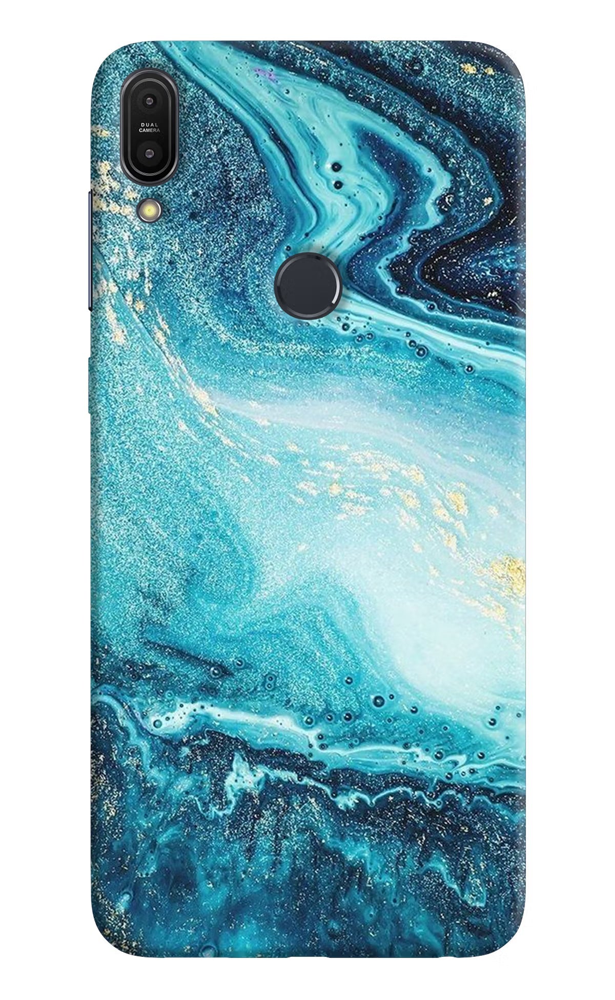 Blue Glitter Marble Asus Zenfone Max Pro M1 Hard Case Back Cover by Casekaro