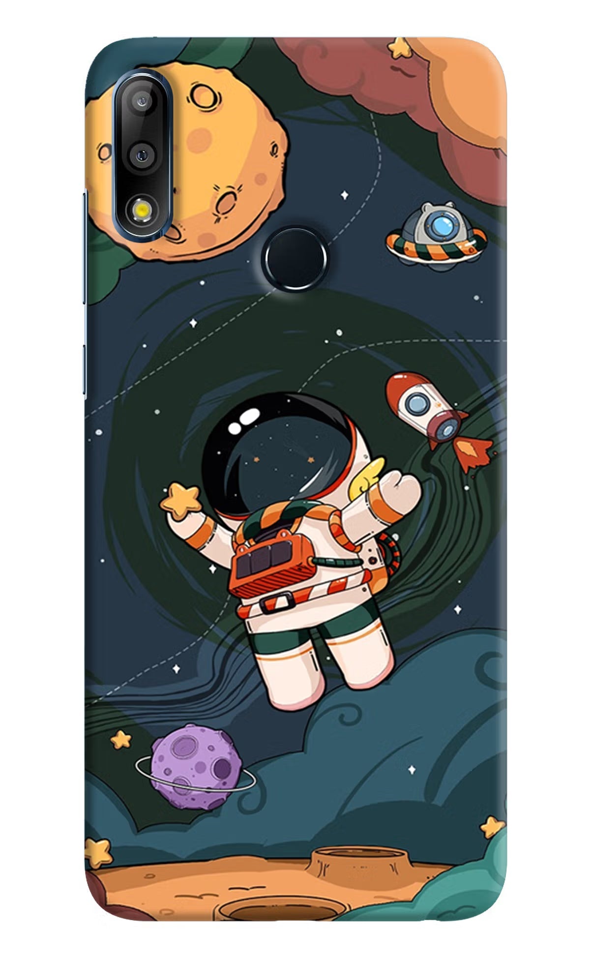 Cartoon Astronaut Asus Zenfone Max Pro M2 Hard Case Back Cover by Casekaro