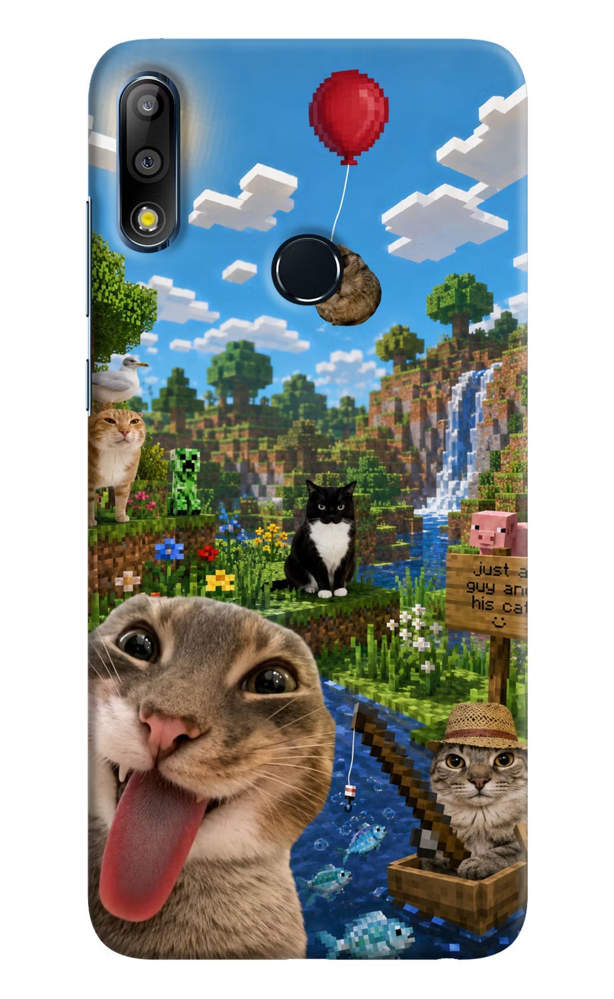 Minecraft Cat Chaos Asus Zenfone Max Pro M2 Hard Case Back Cover by Casekaro