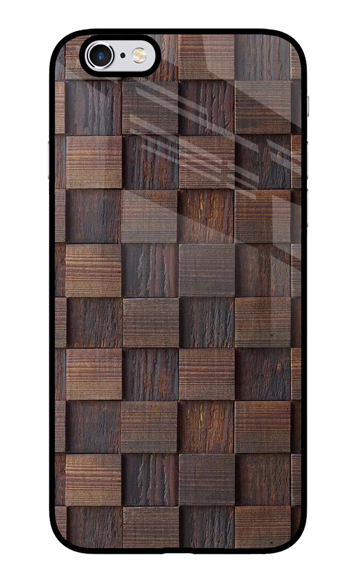 Wooden Cube Design iPhone 6 Plus/6s Plus Glass Case Back Cover by Casekaro