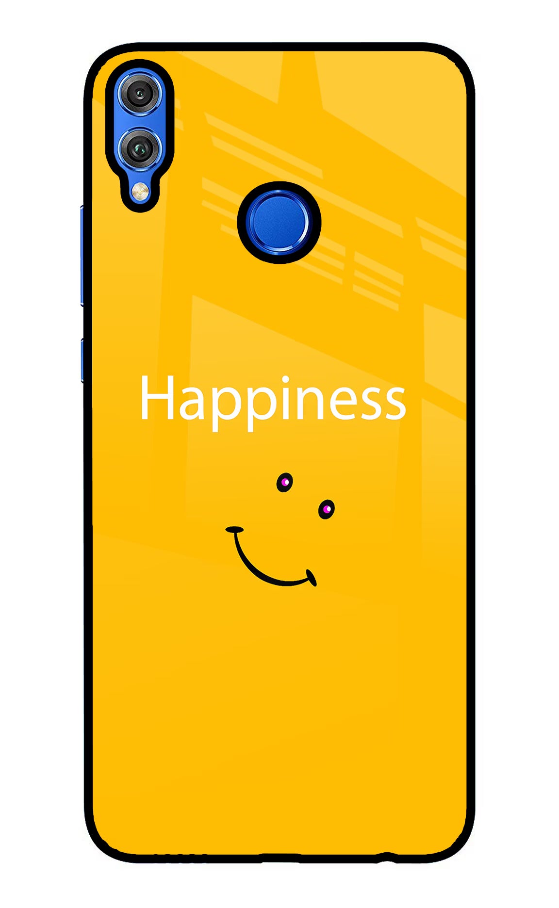 Happiness With Smiley Honor 8X Glass Case Back Cover by Casekaro
