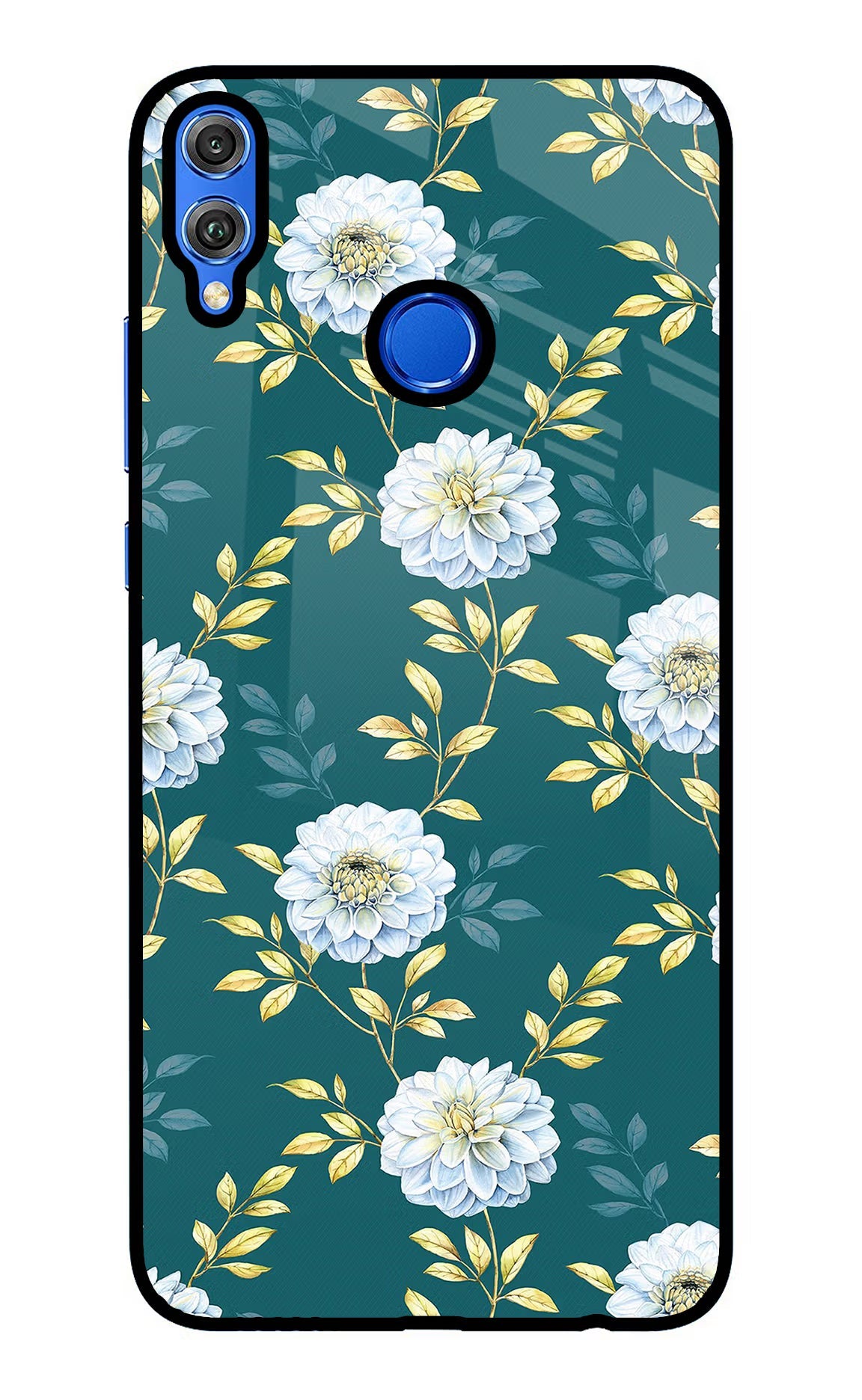 Flowers Honor 8X Glass Case Back Cover by Casekaro