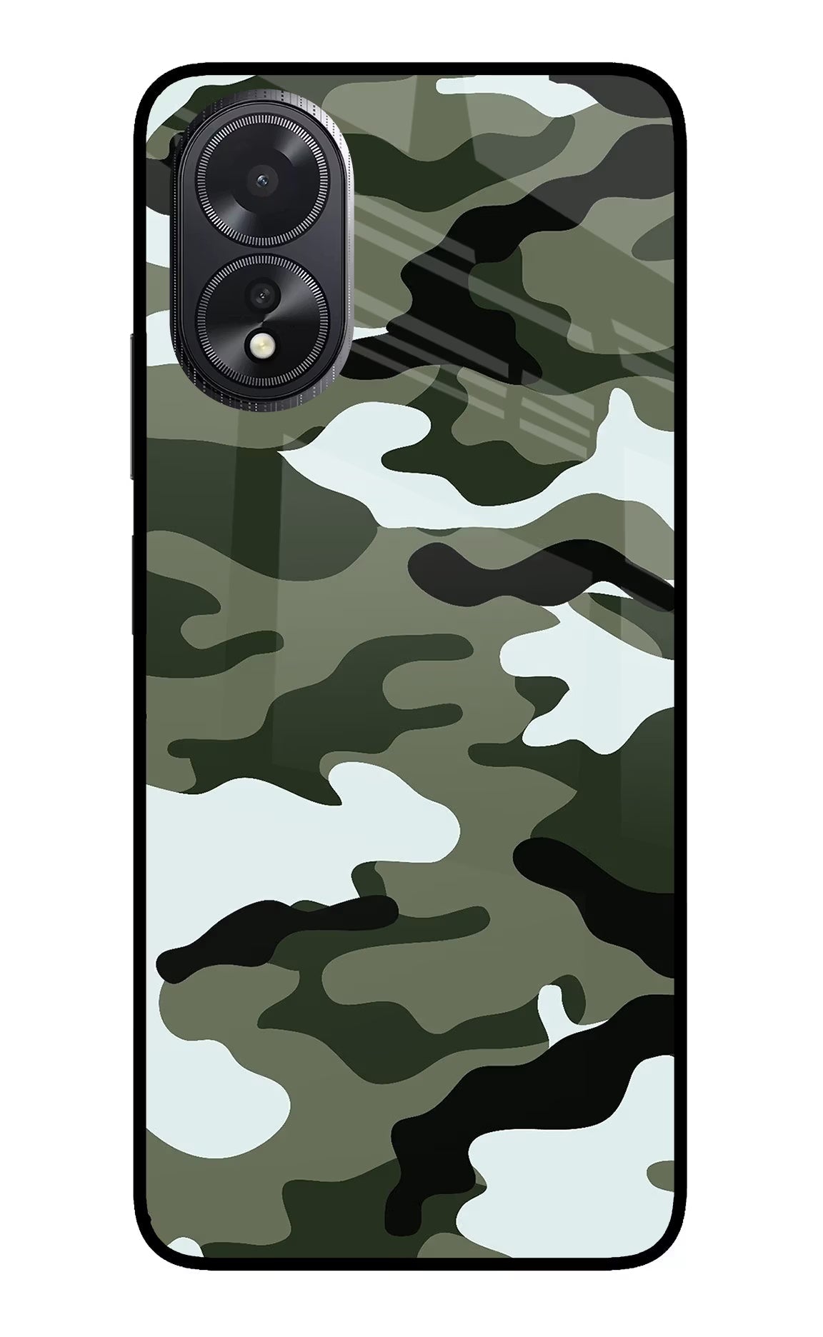 Camouflage Oppo A18/Oppo A38 Glass Case Back Cover by Casekaro