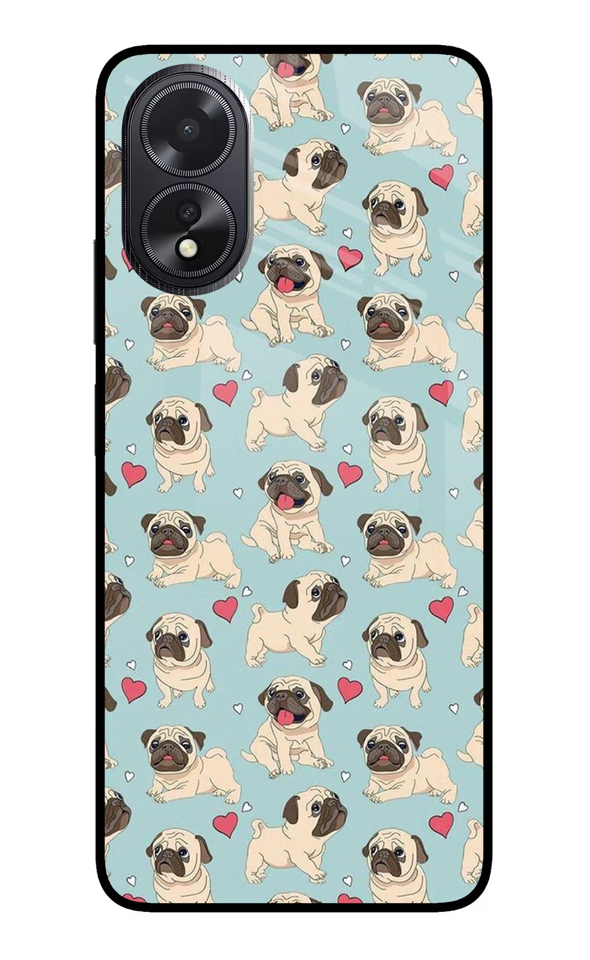 Pug Dog Oppo A18/Oppo A38 Glass Case Back Cover by Casekaro