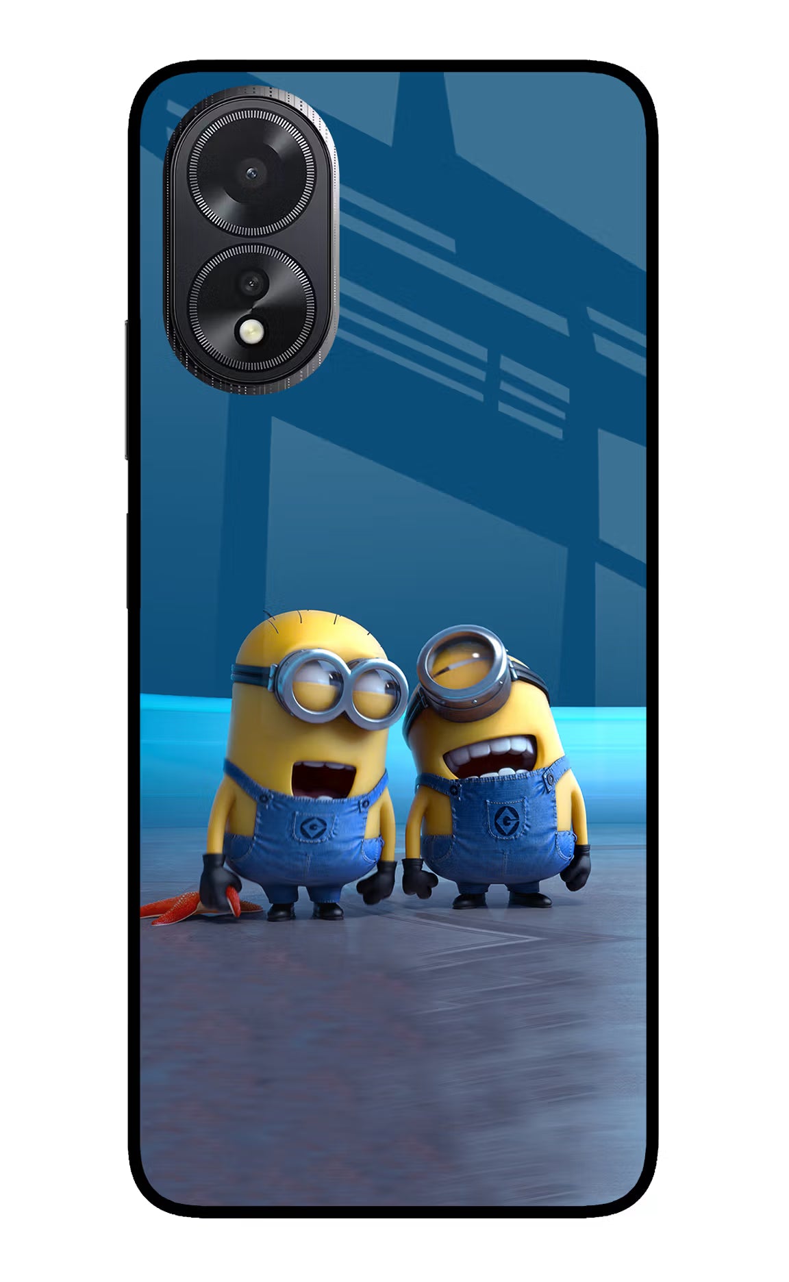 Minion Laughing Oppo A18/Oppo A38 Glass Case Back Cover by Casekaro