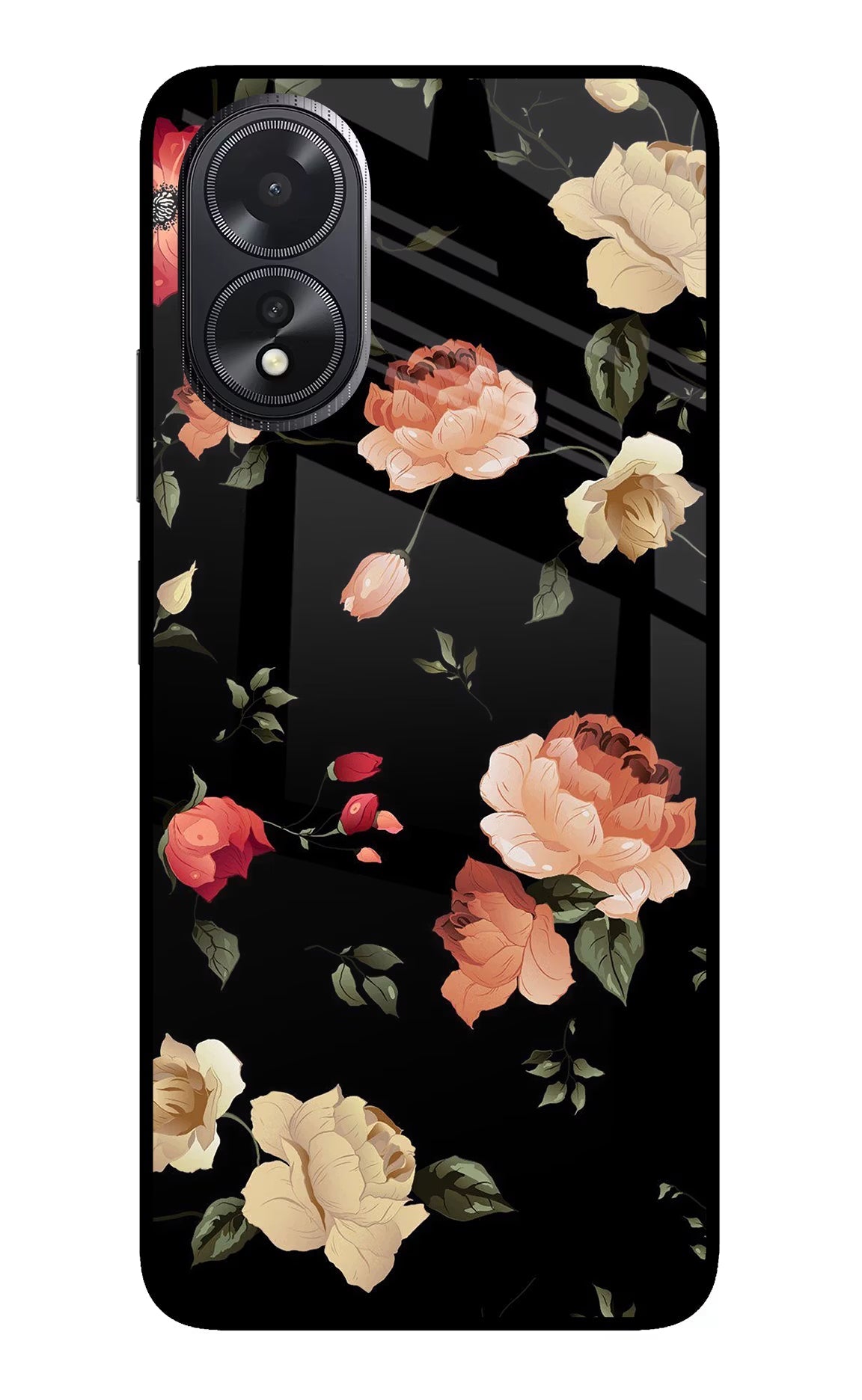 Flowers Oppo A18/Oppo A38 Glass Case Back Cover by Casekaro