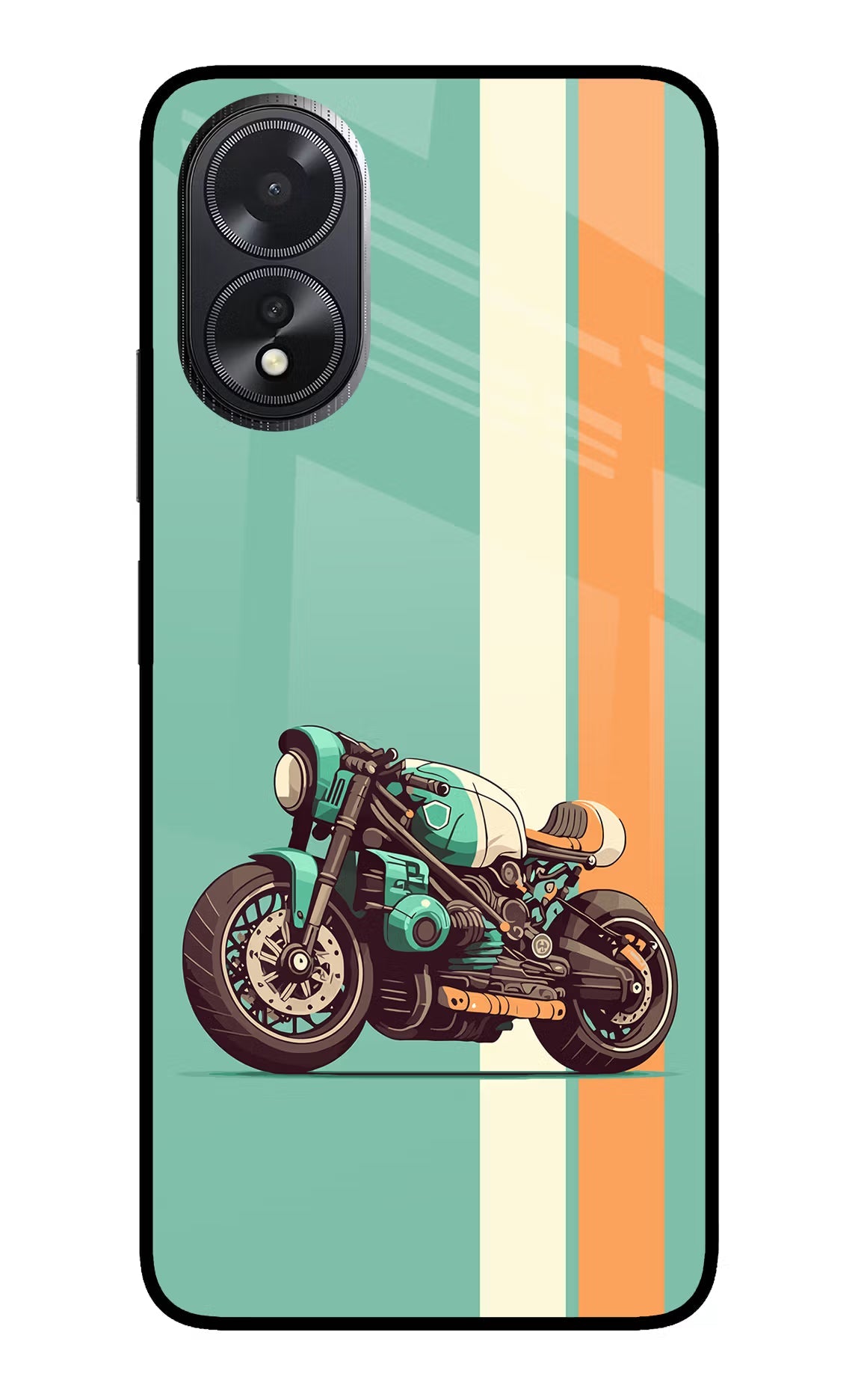 Striped Moto Drift Oppo A18/Oppo A38 Glass Case Back Cover by Casekaro