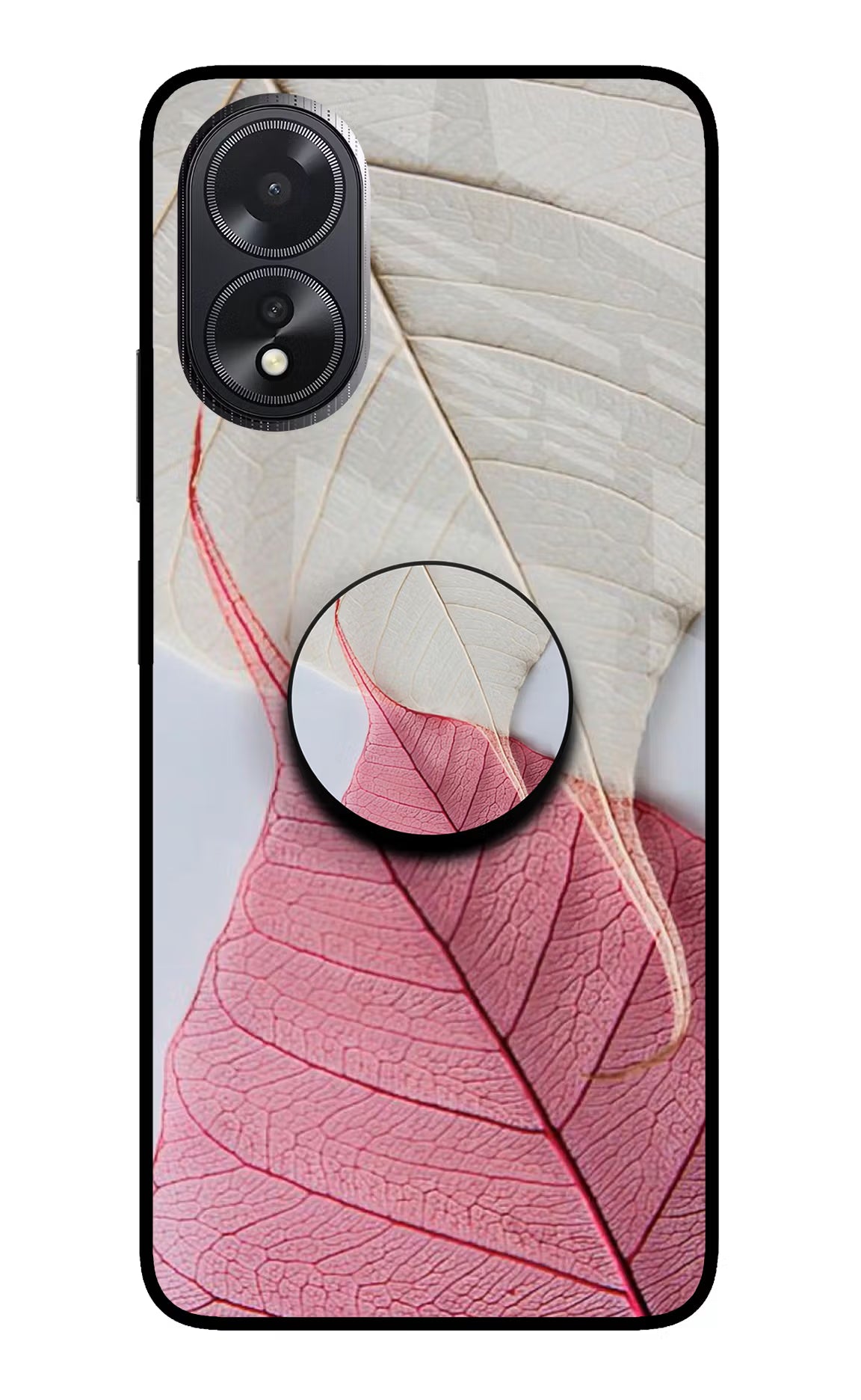 White Pink Leaf Oppo A18/Oppo A38 Pop Case by Casekaro