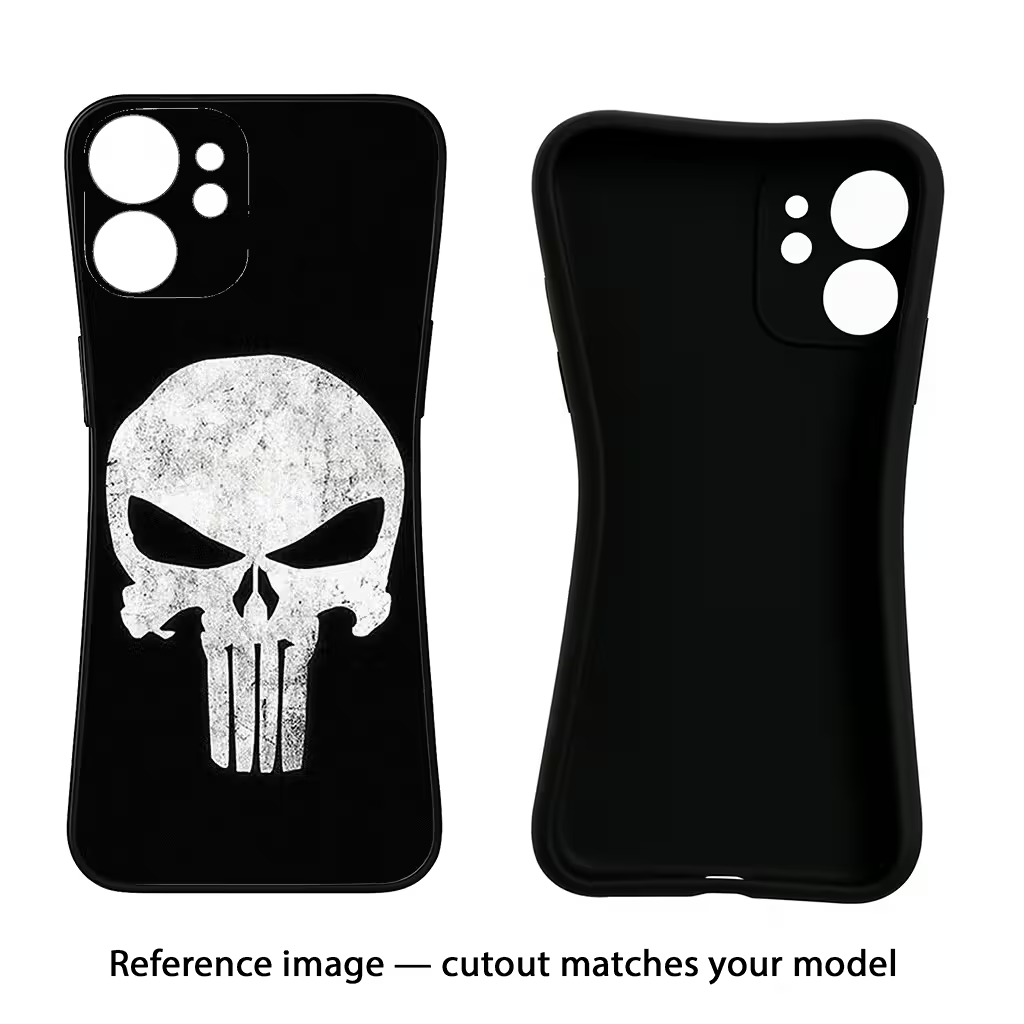Punisher Skull iPhone 8 Plus Black Soft Case Back Cover by Casekaro