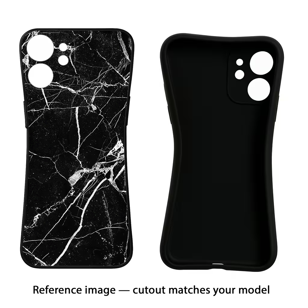 Black Marble Pattern iPhone 7 Plus Black Soft Case Back Cover by Casekaro