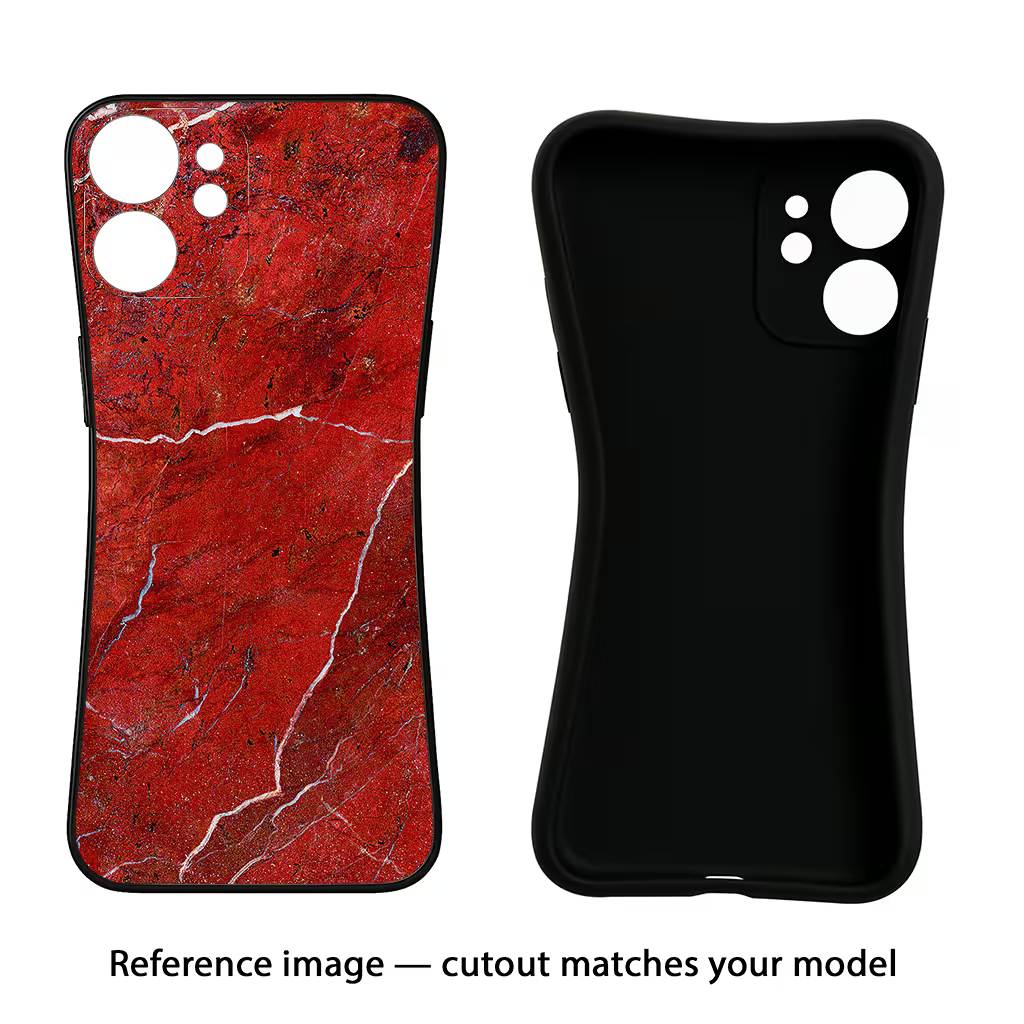 Red Marble Design iPhone 7/7s Black Soft Case Back Cover by Casekaro