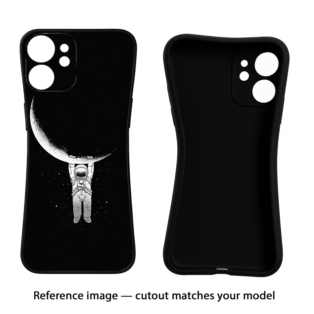 Moon Space iPhone 8 Plus Black Soft Case Back Cover by Casekaro