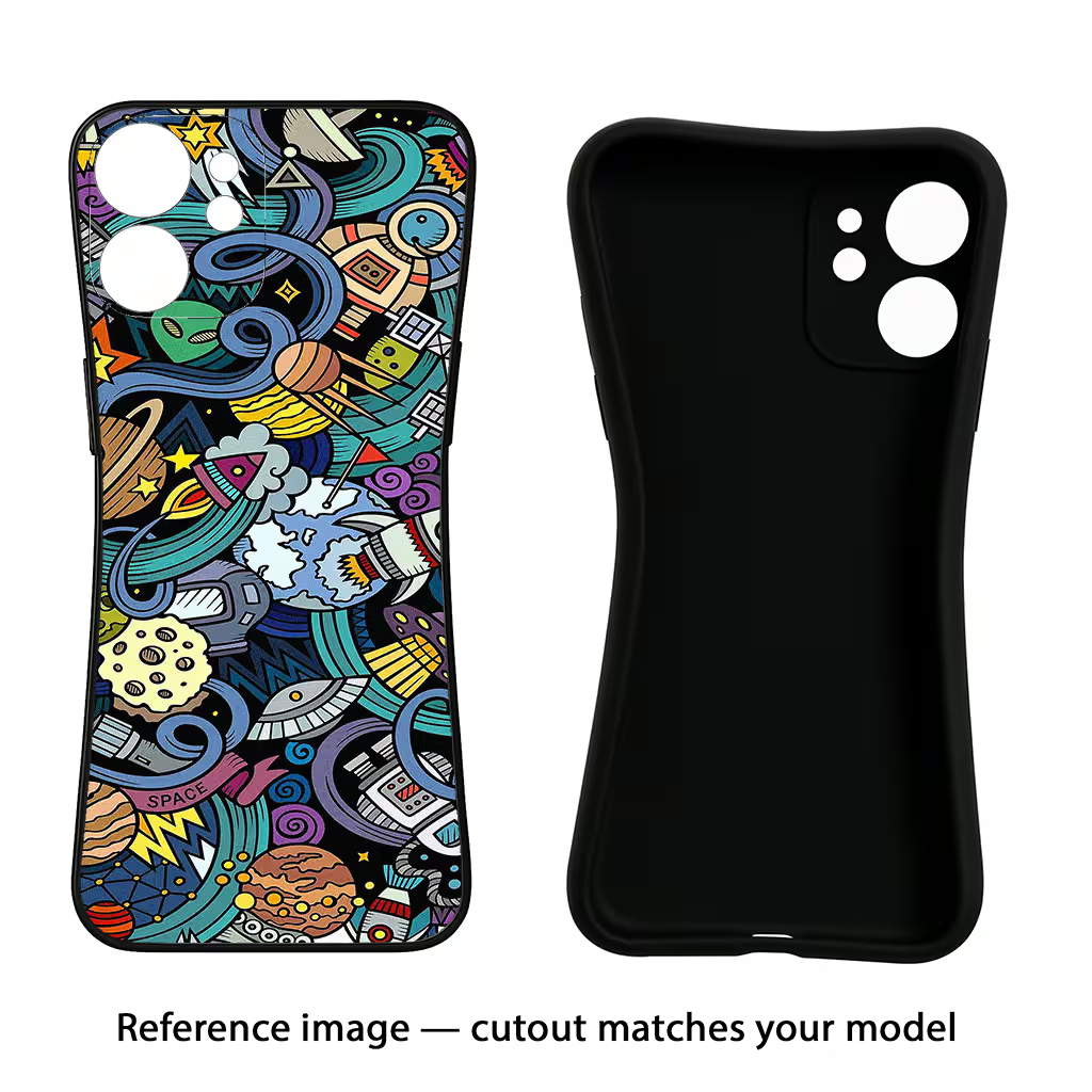 Space Abstract iPhone 8 Plus Black Soft Case Back Cover by Casekaro