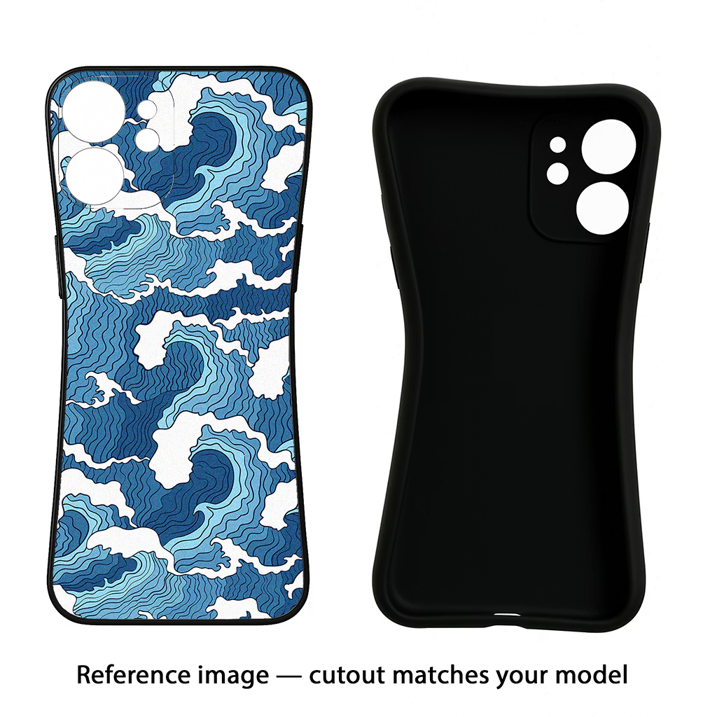 Blue Waves iPhone 17 Black Soft Case Back Cover by Casekaro