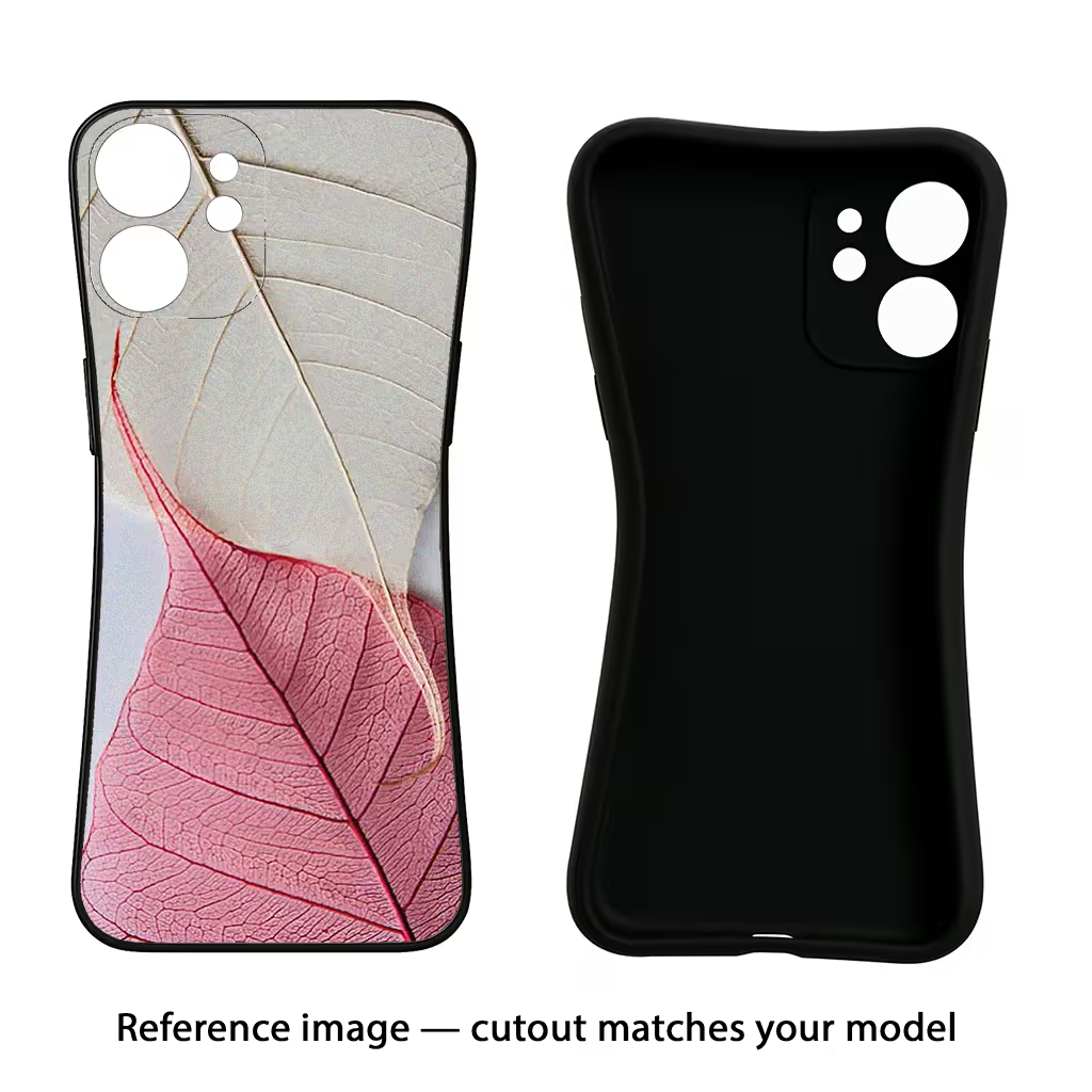 White Pink Leaf Oppo A18/Oppo A38 Black Soft Case Back Cover by Casekaro