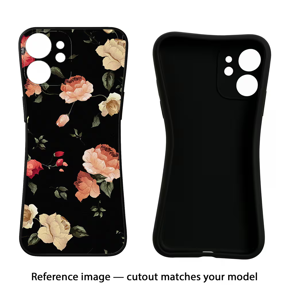 Flowers Oppo A18/Oppo A38 Black Soft Case Back Cover by Casekaro