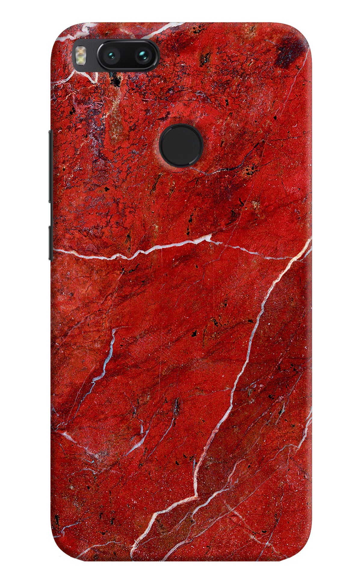 Red Marble Design Mi A1 Hard Case Back Cover by Casekaro