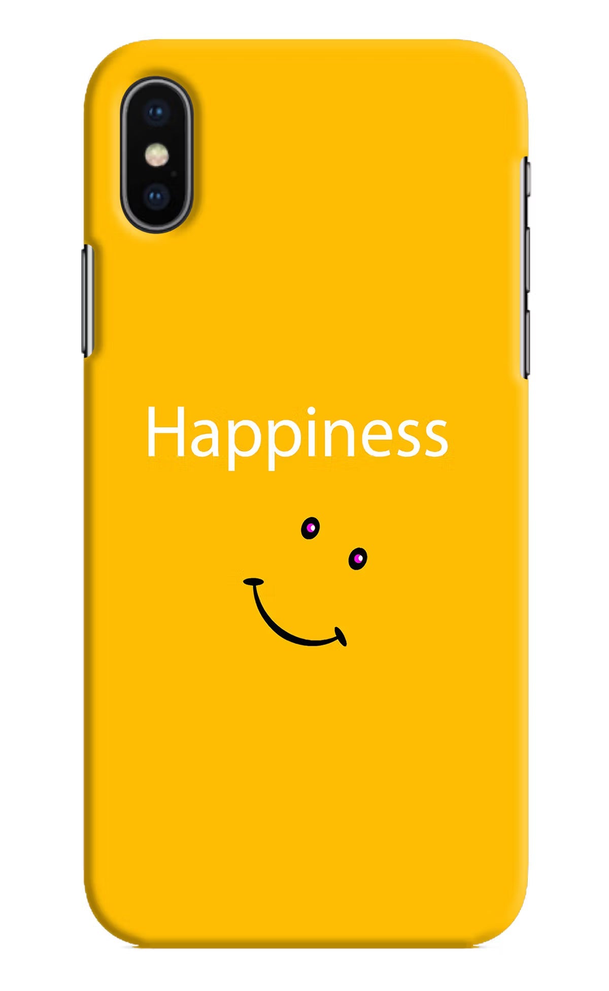 Happiness With Smiley iPhone X Hard Case Back Cover by Casekaro