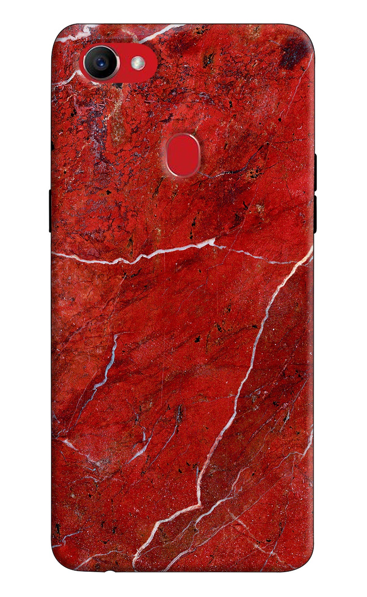 Red Marble Design Oppo F7 Hard Case Back Cover by Casekaro