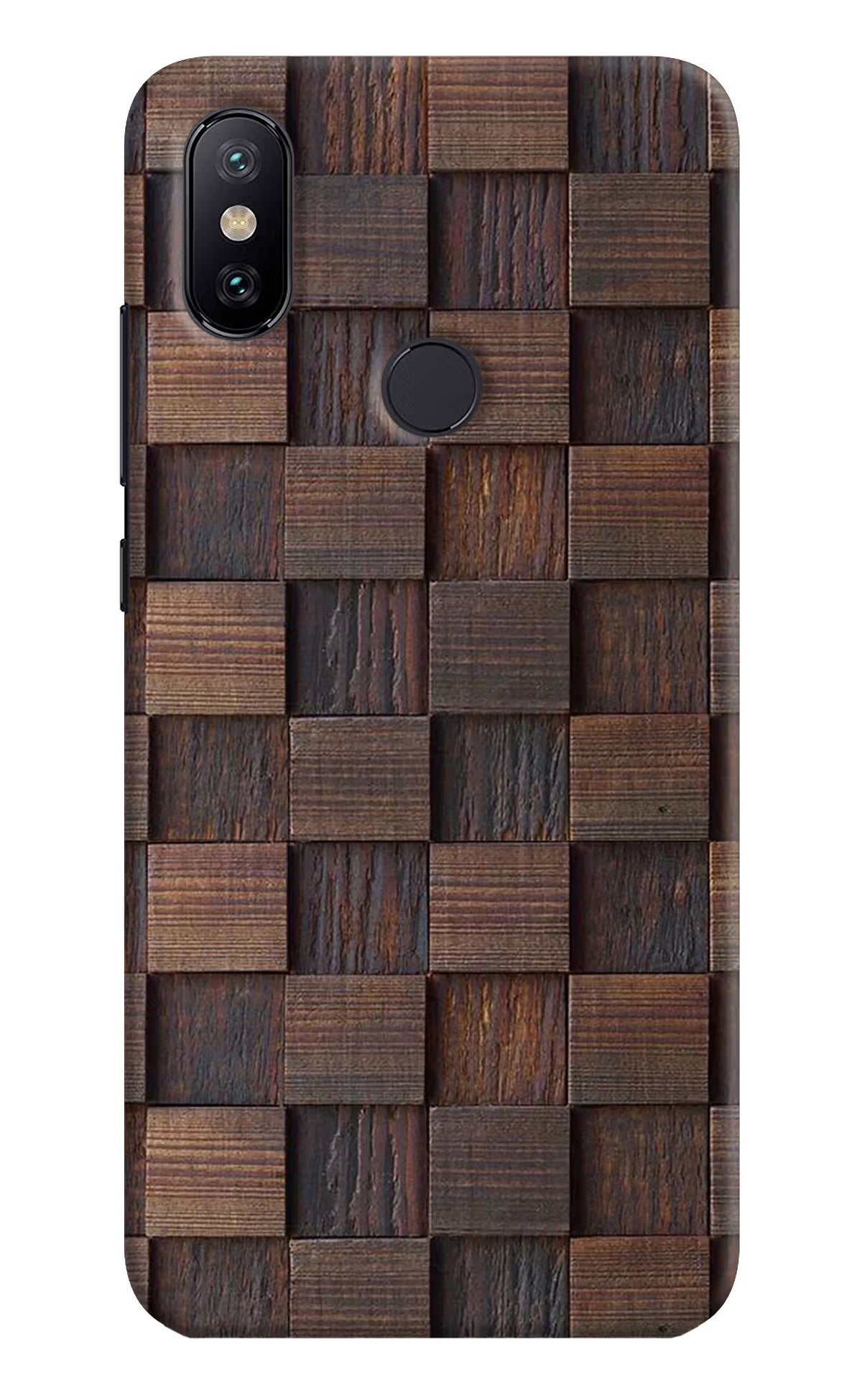 Wooden Cube Design Mi A2 Hard Case Back Cover by Casekaro