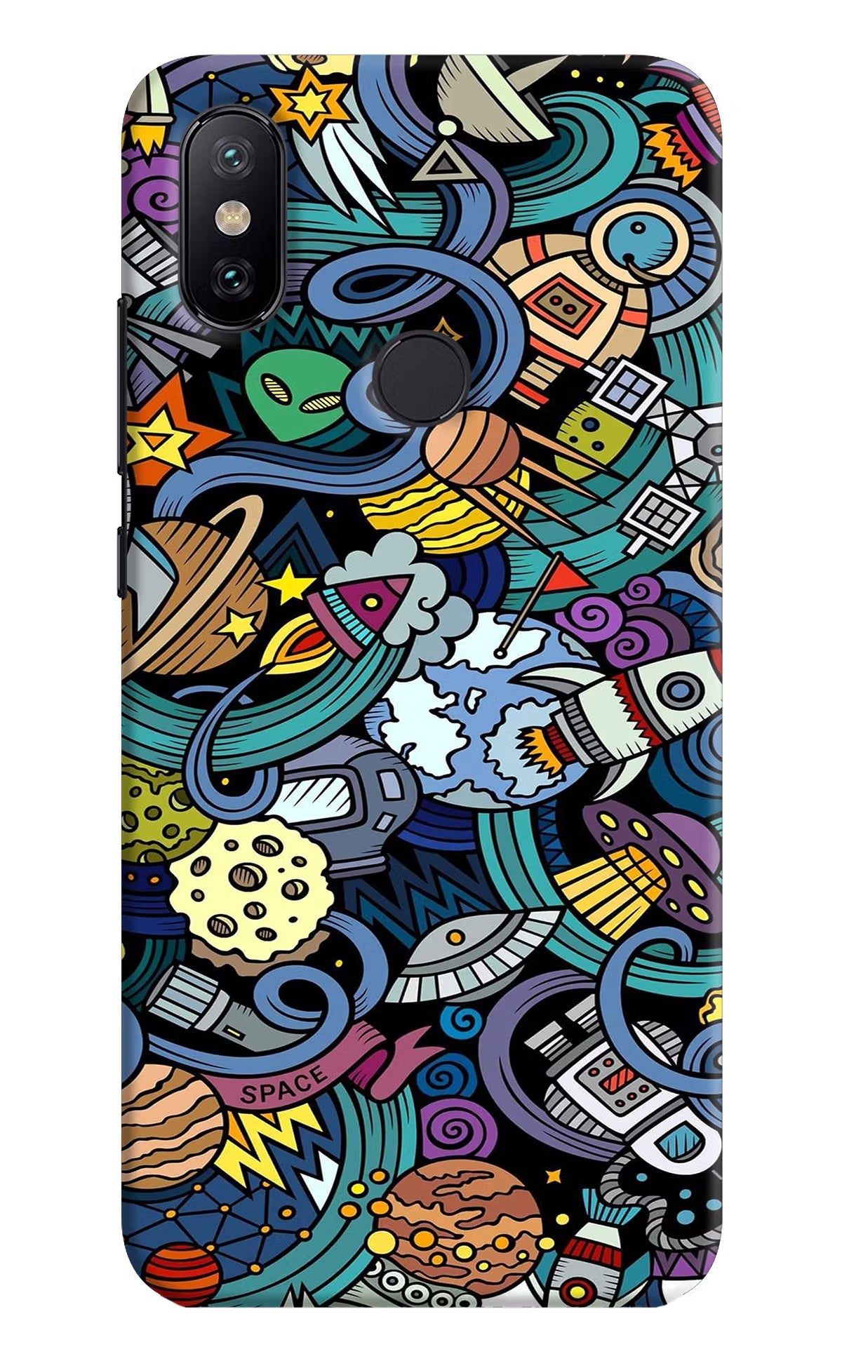 Space Abstract Mi A2 Hard Case Back Cover by Casekaro
