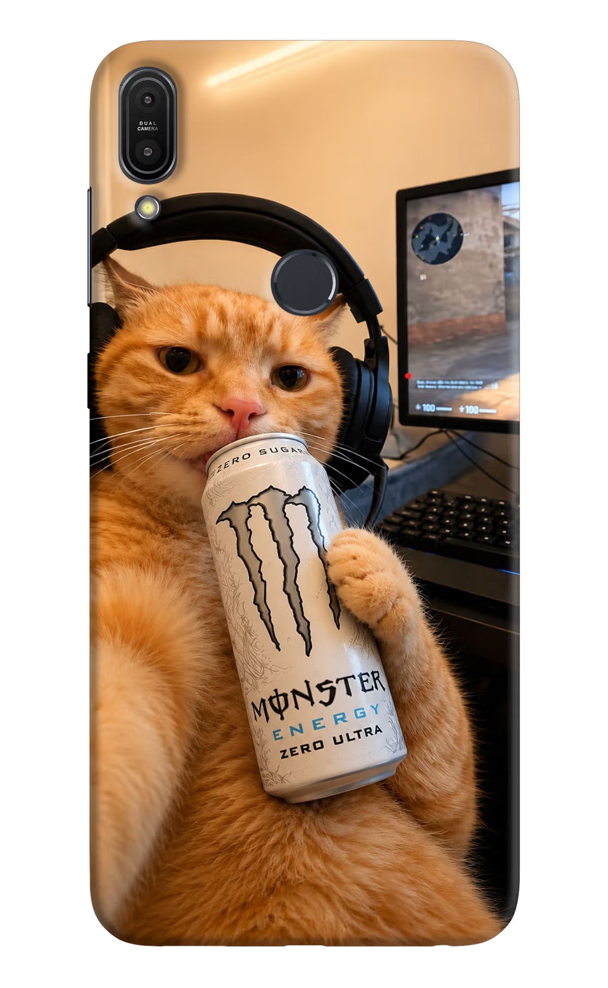 Gamer Cat Energy Asus Zenfone Max Pro M1 Hard Case Back Cover by Casekaro