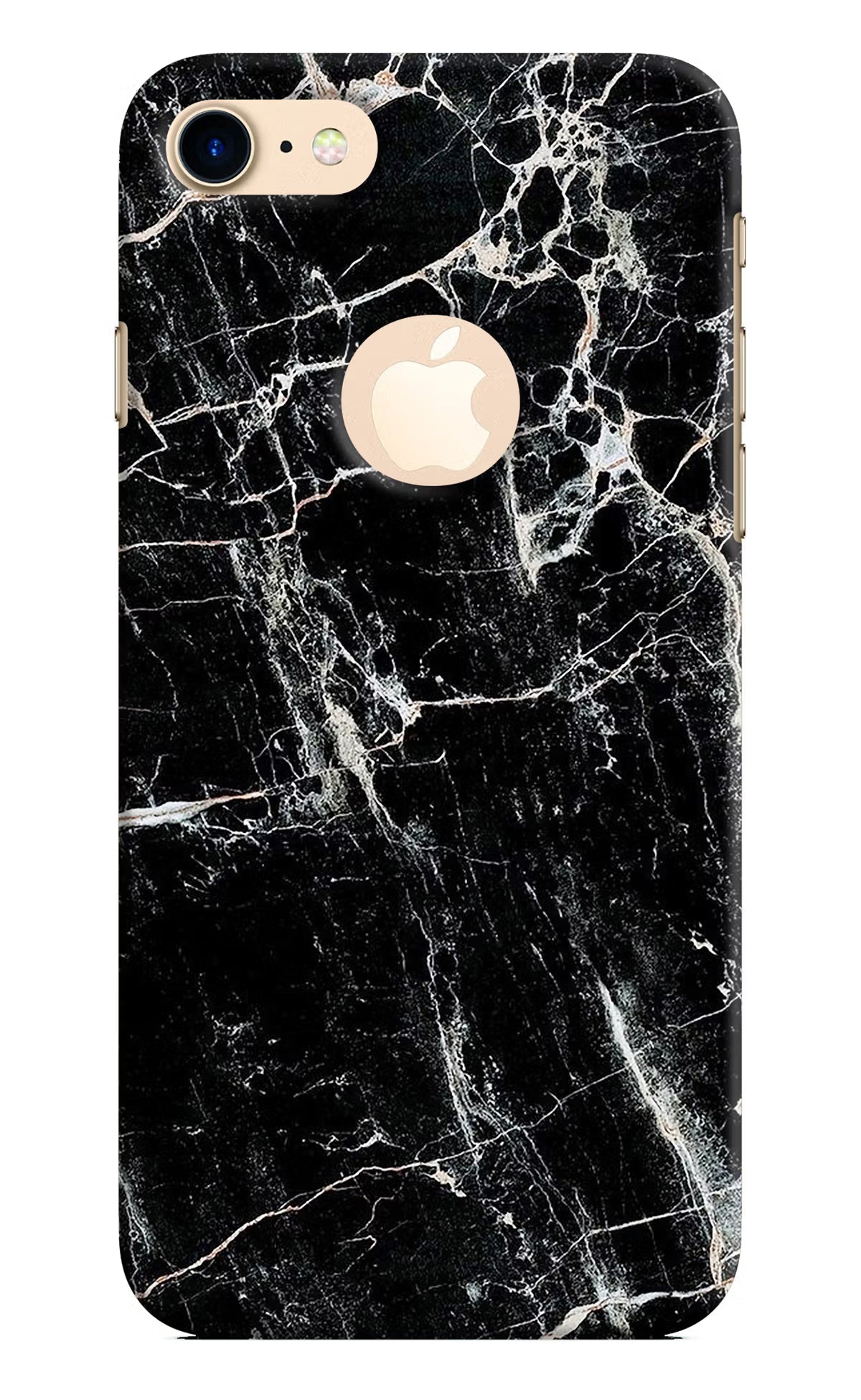 Black Marble Texture iPhone 8 Logocut Hard Case Back Cover by Casekaro