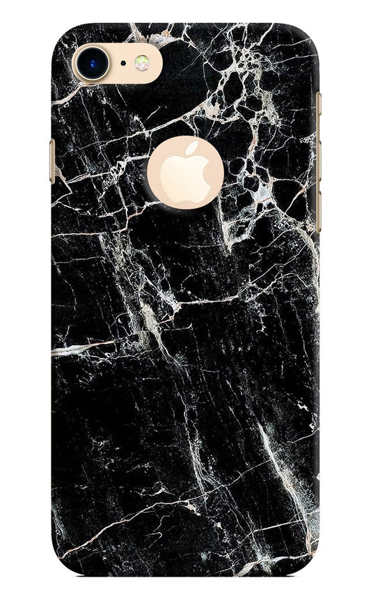 Black Marble Texture iPhone 8 Logocut Hard Case Back Cover by Casekaro