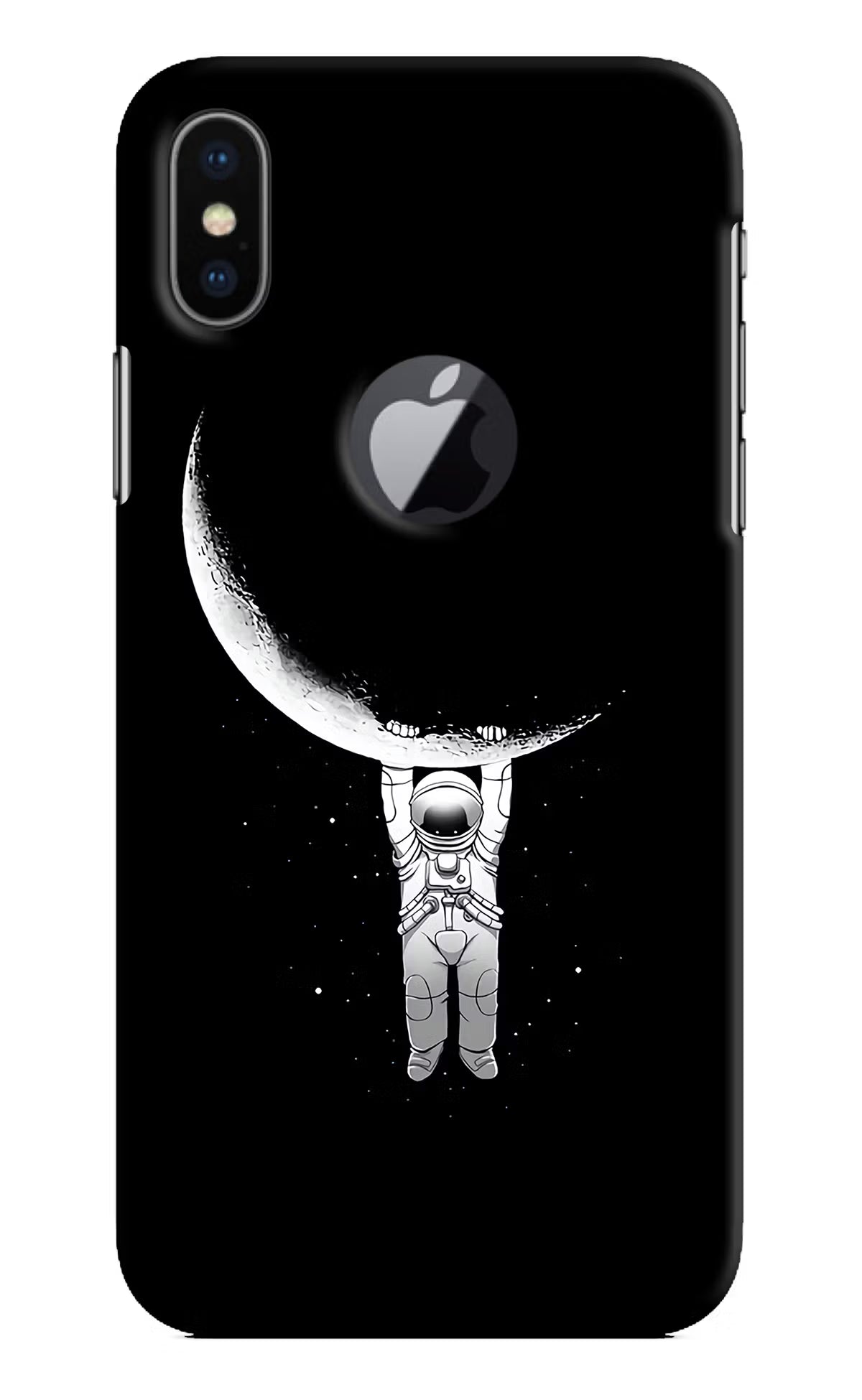 Moon Space iPhone X Logocut Hard Case Back Cover by Casekaro