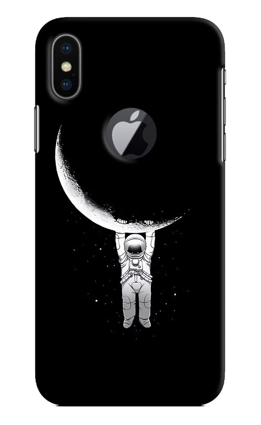 Moon Space iPhone X Logocut Hard Case Back Cover by Casekaro