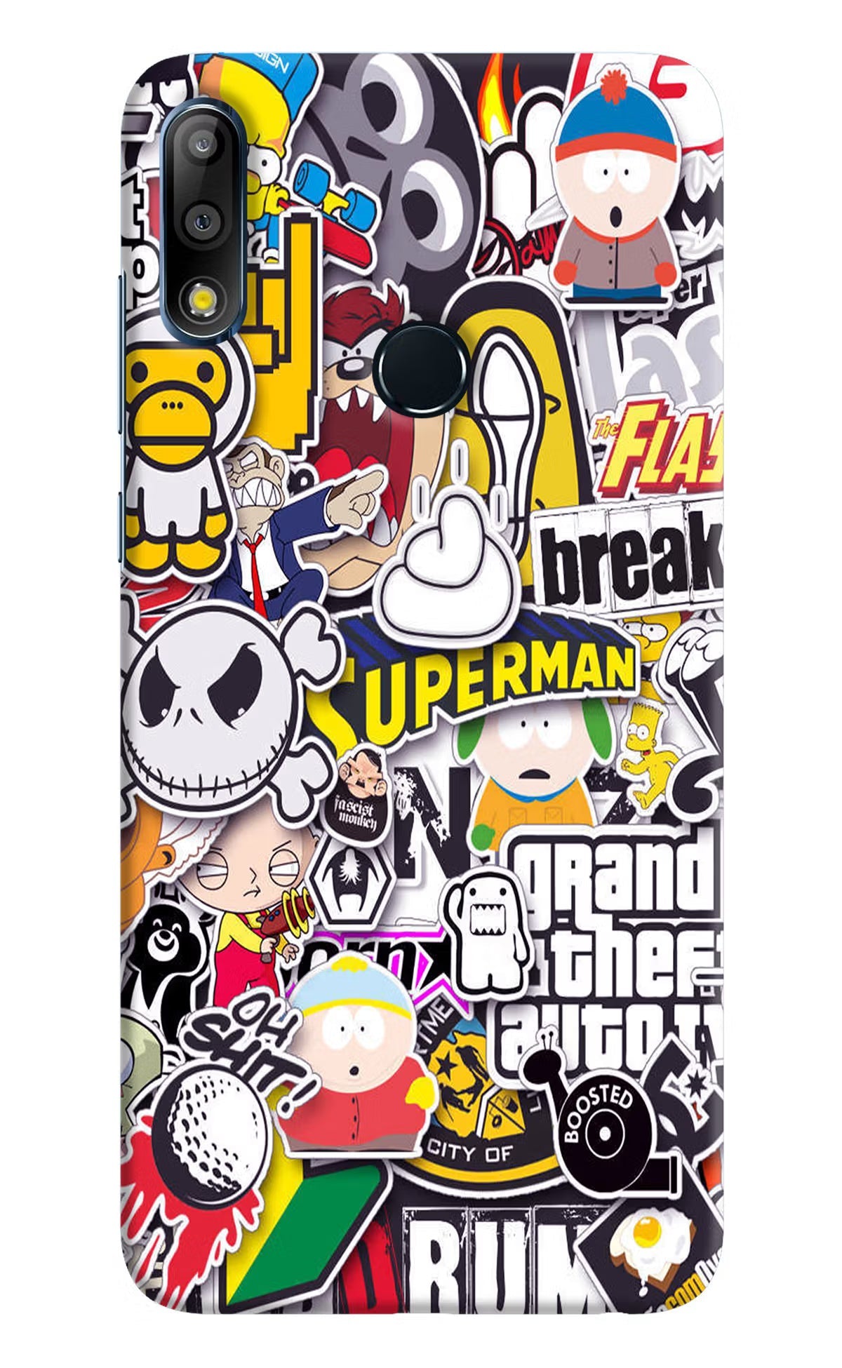 Sticker Bomb Asus Zenfone Max Pro M2 Hard Case Back Cover by Casekaro