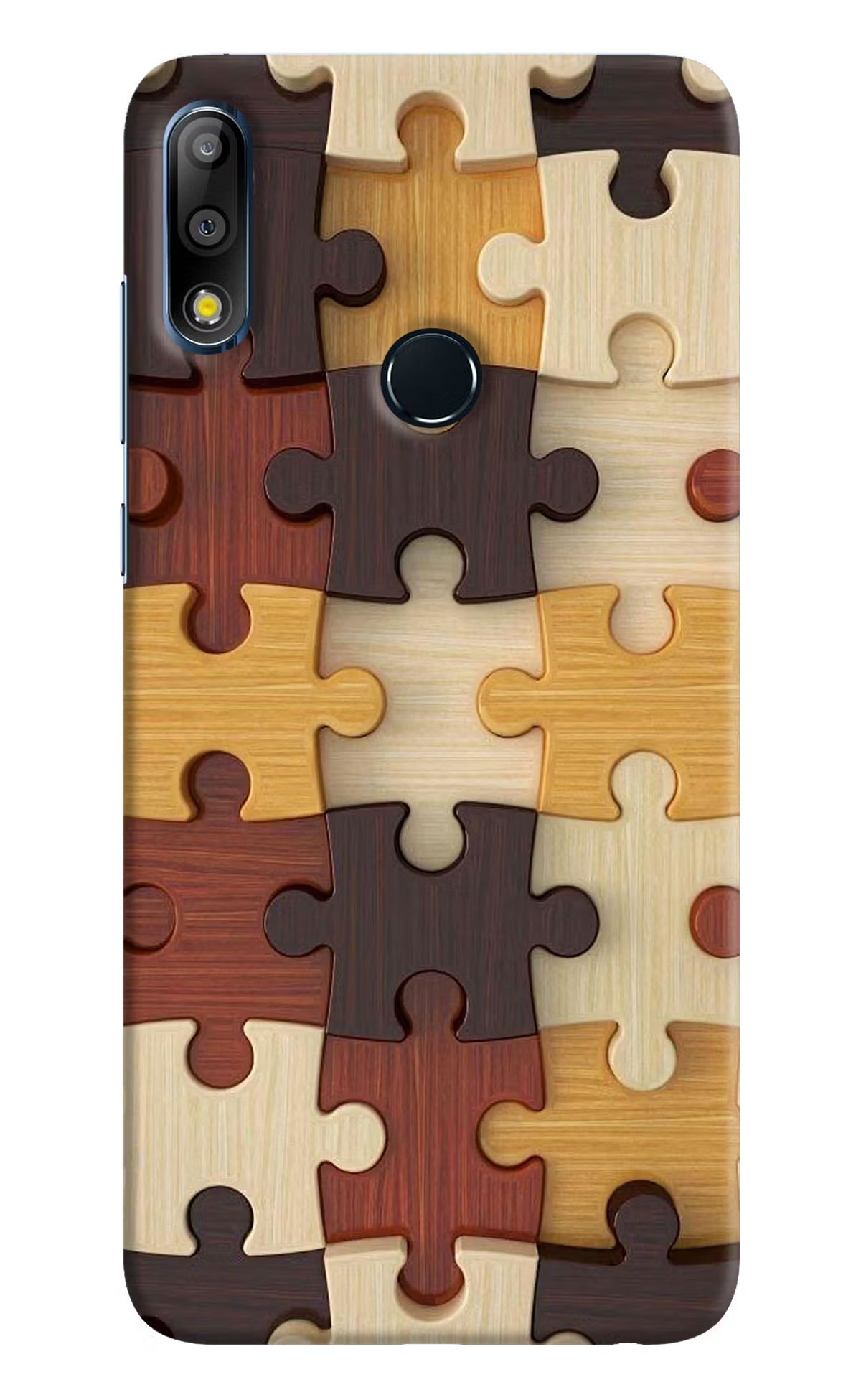 Wooden Puzzle Asus Zenfone Max Pro M2 Hard Case Back Cover by Casekaro