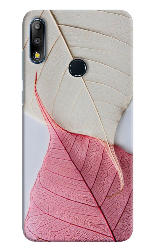 White Pink Leaf Asus Zenfone Max Pro M2 Hard Case Back Cover by Casekaro