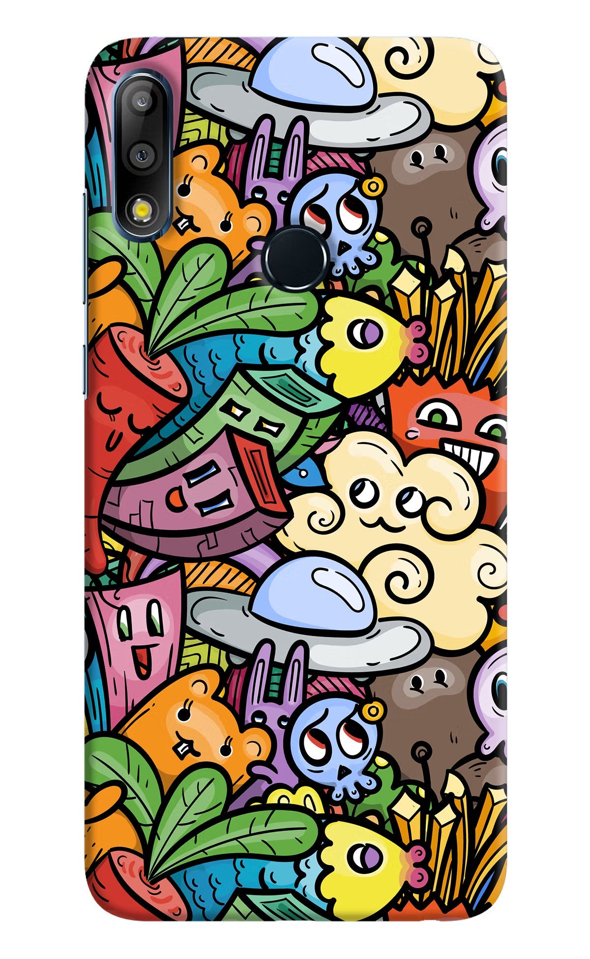 Veggie Doodle Asus Zenfone Max Pro M2 Hard Case Back Cover by Casekaro