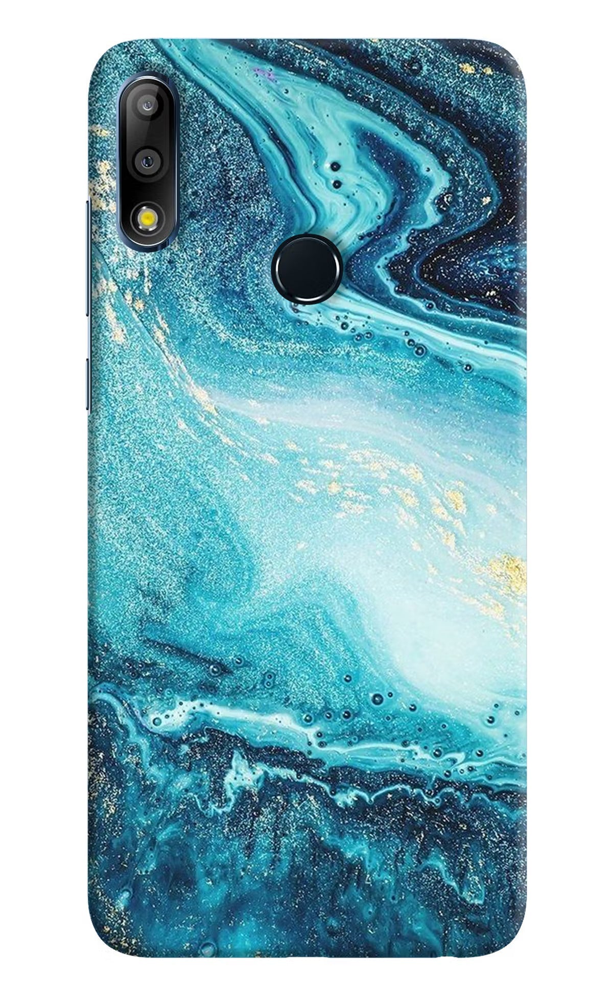 Blue Glitter Marble Asus Zenfone Max Pro M2 Hard Case Back Cover by Casekaro