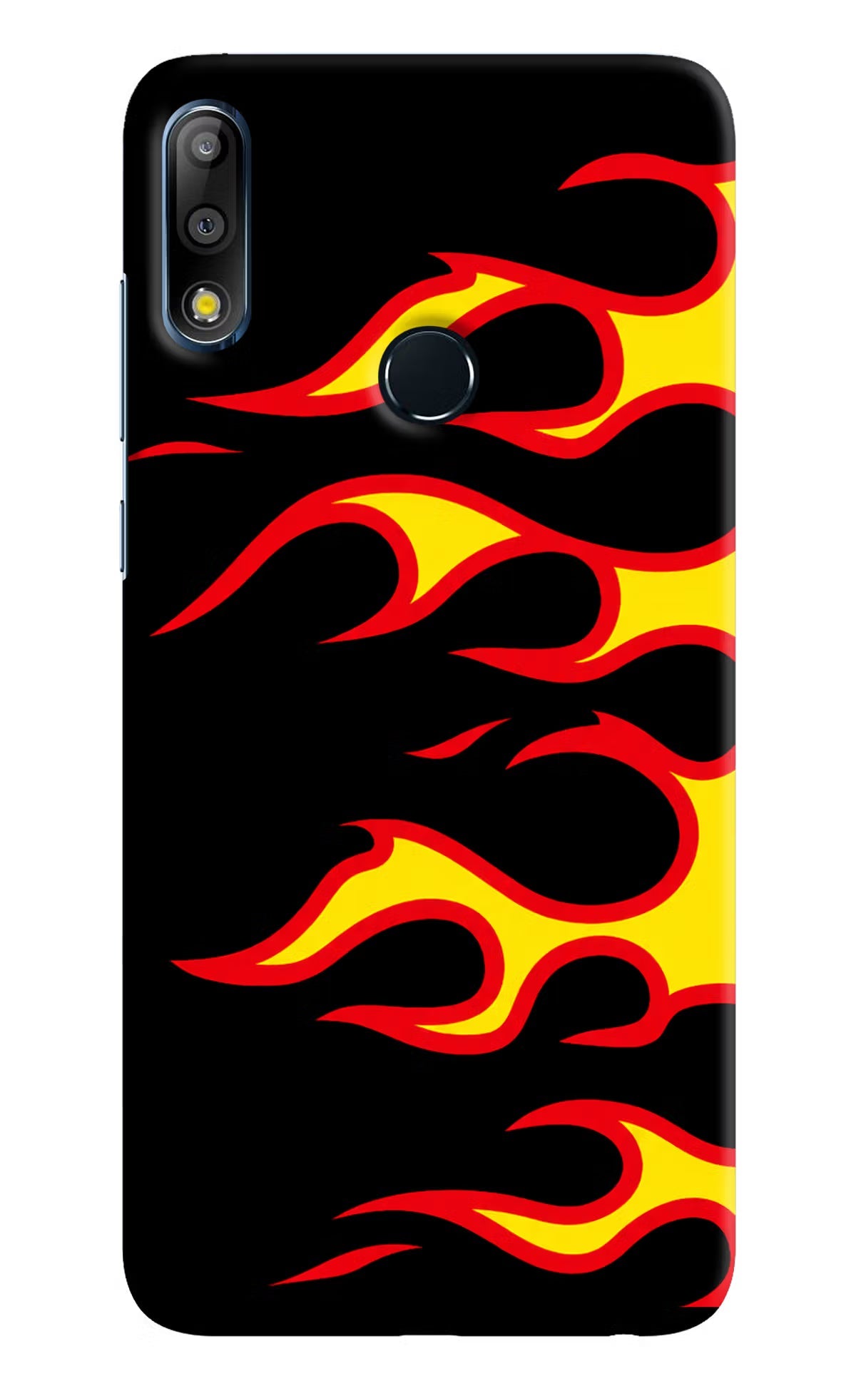 Side Sweep Flames Asus Zenfone Max Pro M2 Hard Case Back Cover by Casekaro