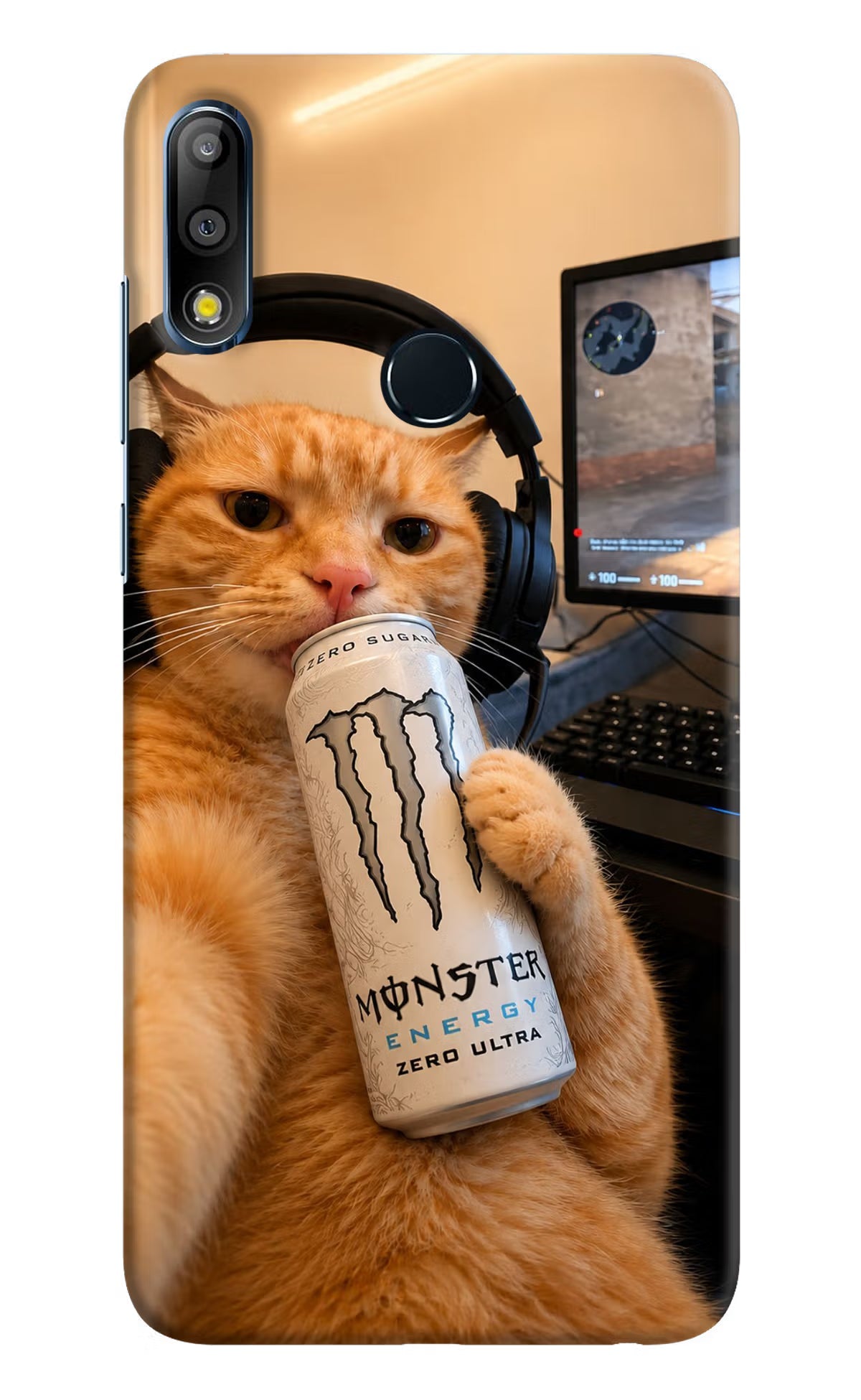 Gamer Cat Energy Asus Zenfone Max Pro M2 Hard Case Back Cover by Casekaro