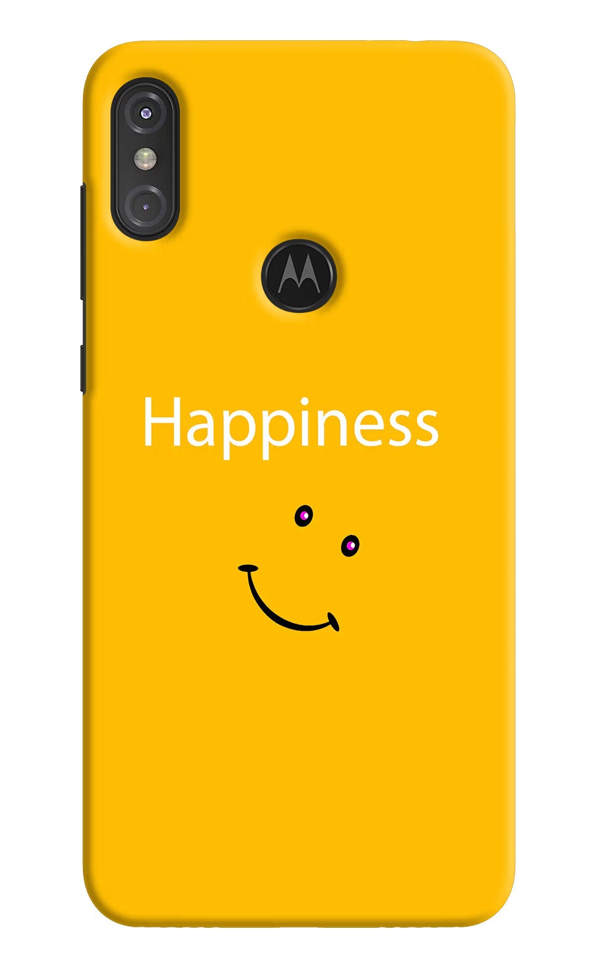 Happiness With Smiley Moto One Power Hard Case Back Cover by Casekaro