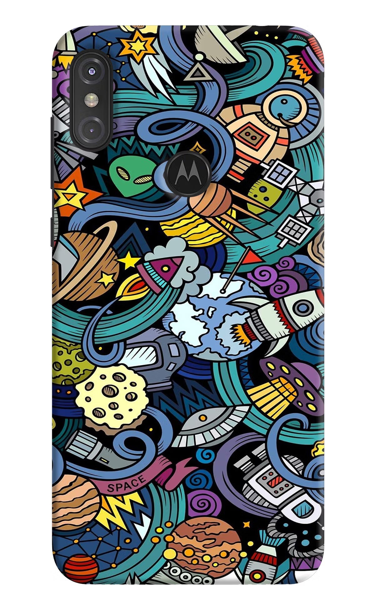 Space Abstract Moto One Power Hard Case Back Cover by Casekaro