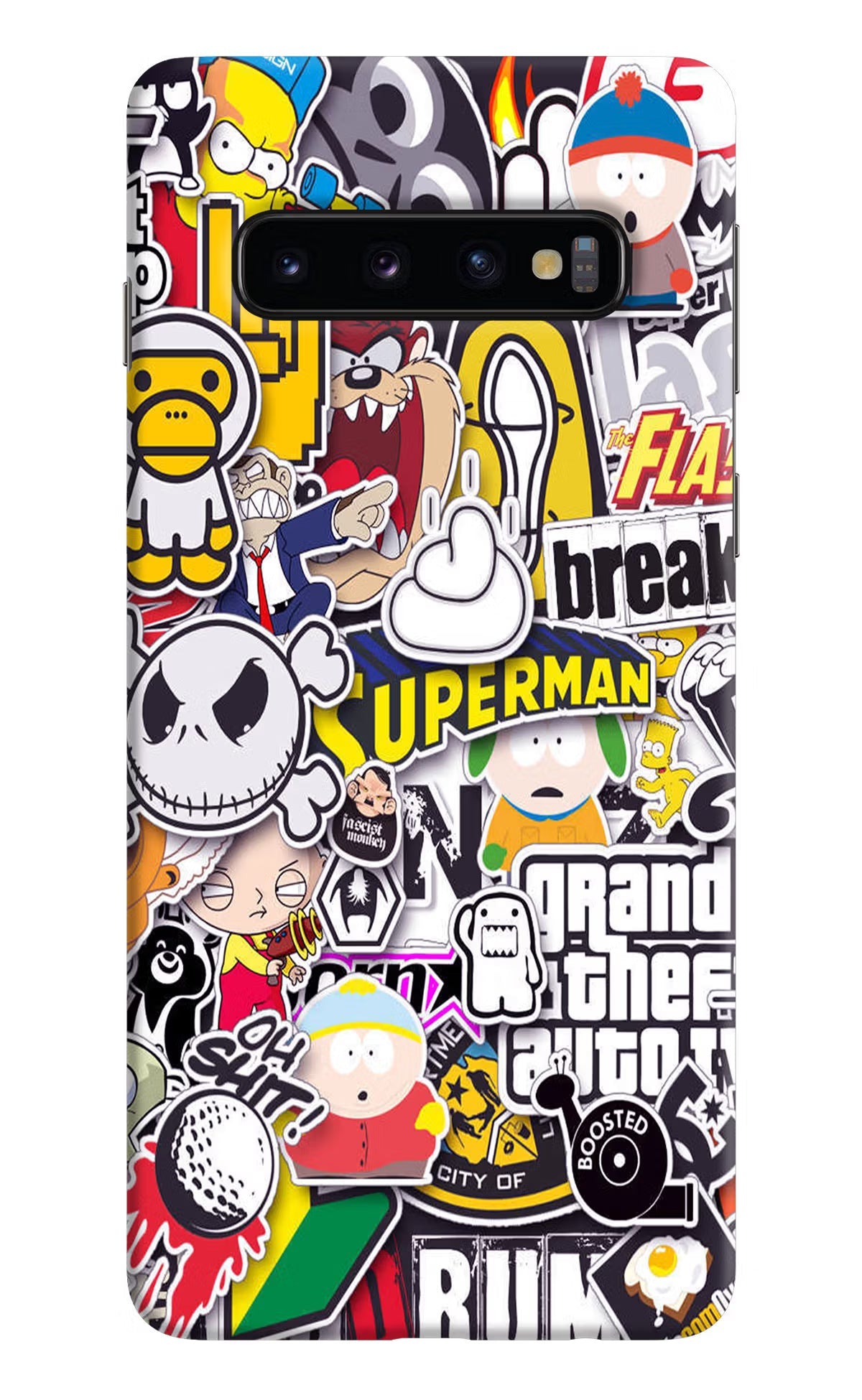 Sticker Bomb Samsung S10 Hard Case Back Cover by Casekaro