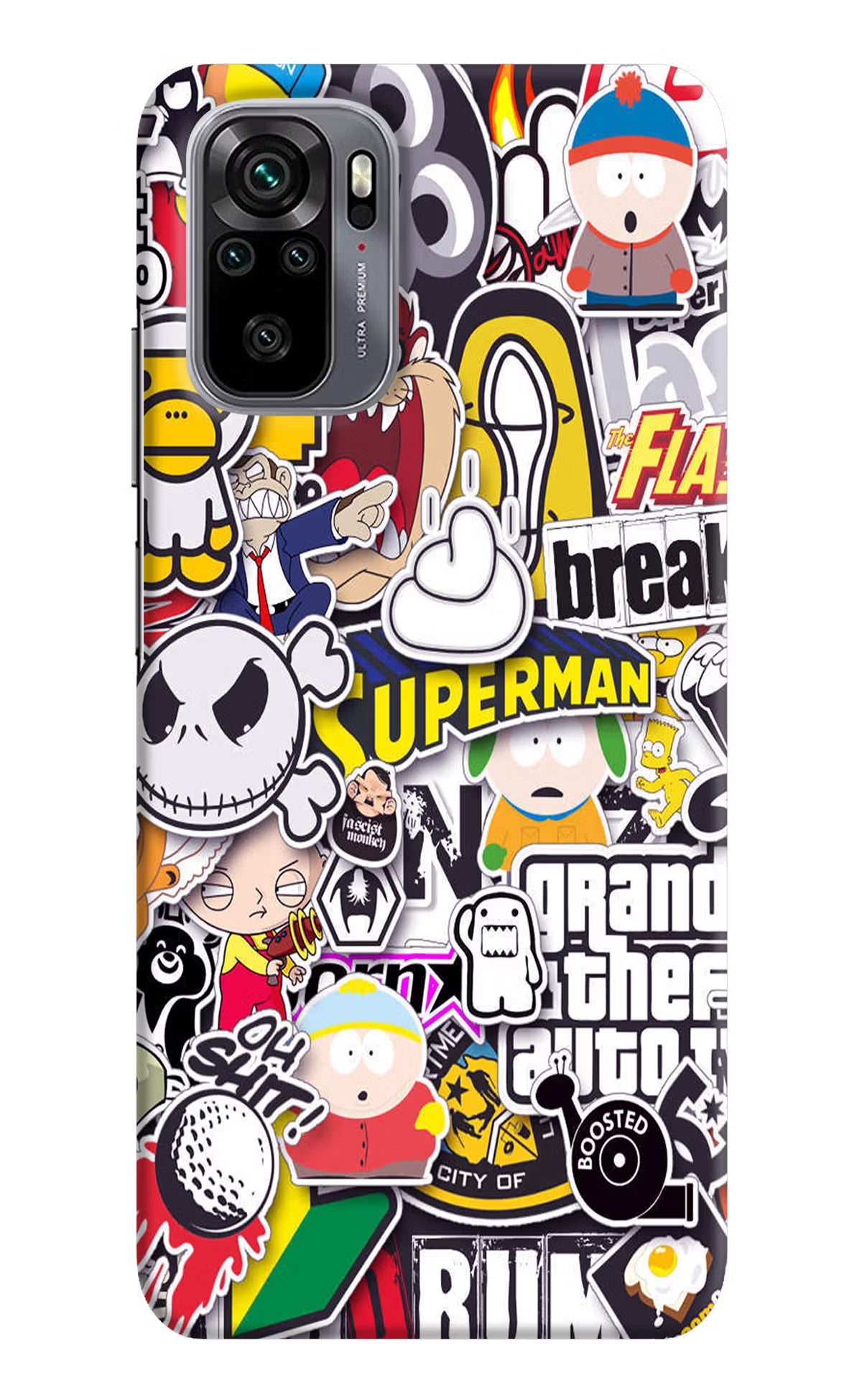 Sticker Bomb Redmi Note 10/10S Hard Case Back Cover by Casekaro