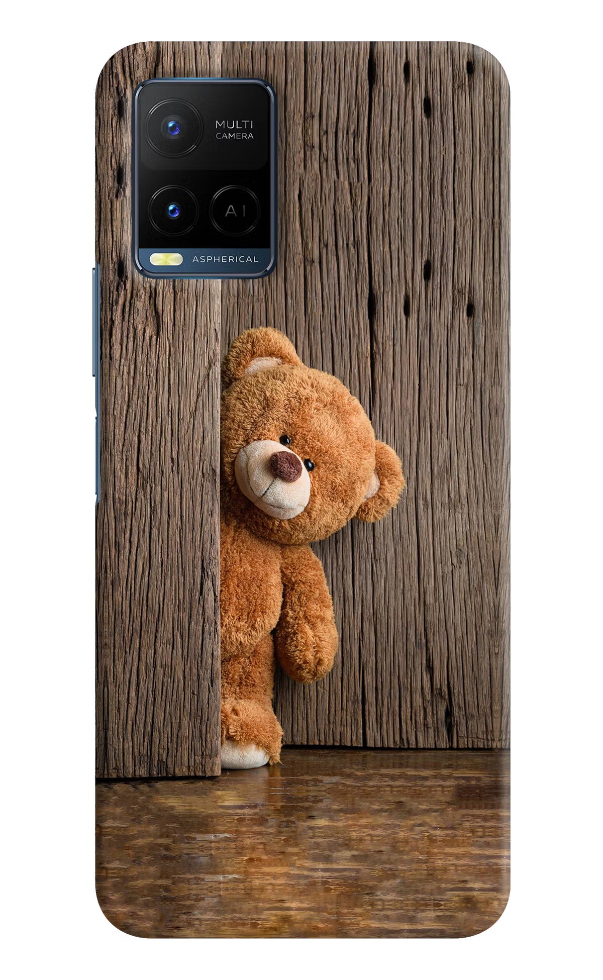 Teddy Wooden Vivo Y21/Y21s/Y33s Hard Case Back Cover by Casekaro