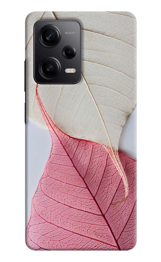 White Pink Leaf Redmi Note 12 Pro 5G Hard Case Back Cover by Casekaro