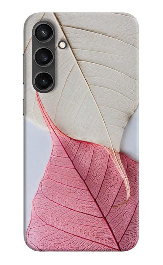 White Pink Leaf Samsung S23 Hard Case Back Cover by Casekaro