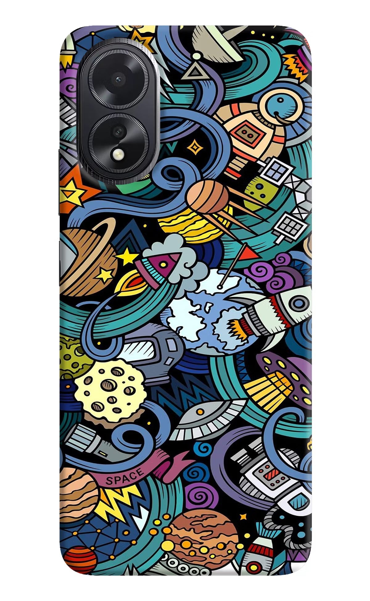 Space Abstract Oppo A18/Oppo A38 Hard Case Back Cover by Casekaro