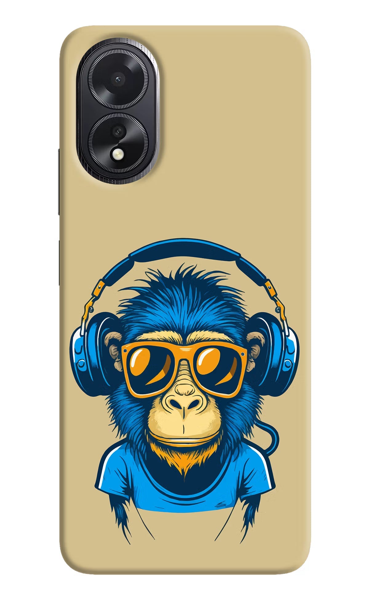 Monkey Headphone Oppo A18/Oppo A38 Hard Case Back Cover by Casekaro