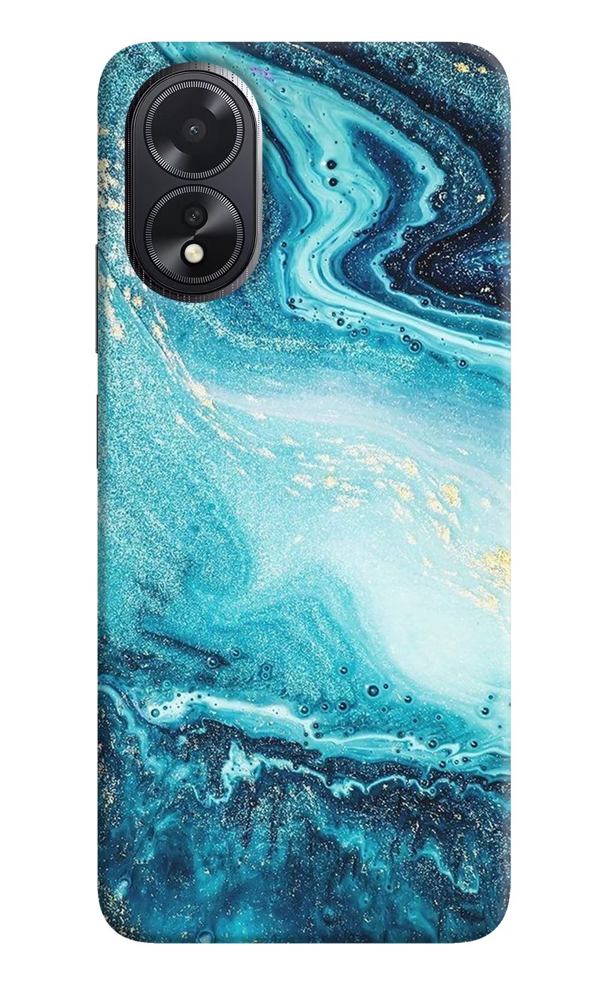 Blue Glitter Marble Oppo A18/Oppo A38 Hard Case Back Cover by Casekaro