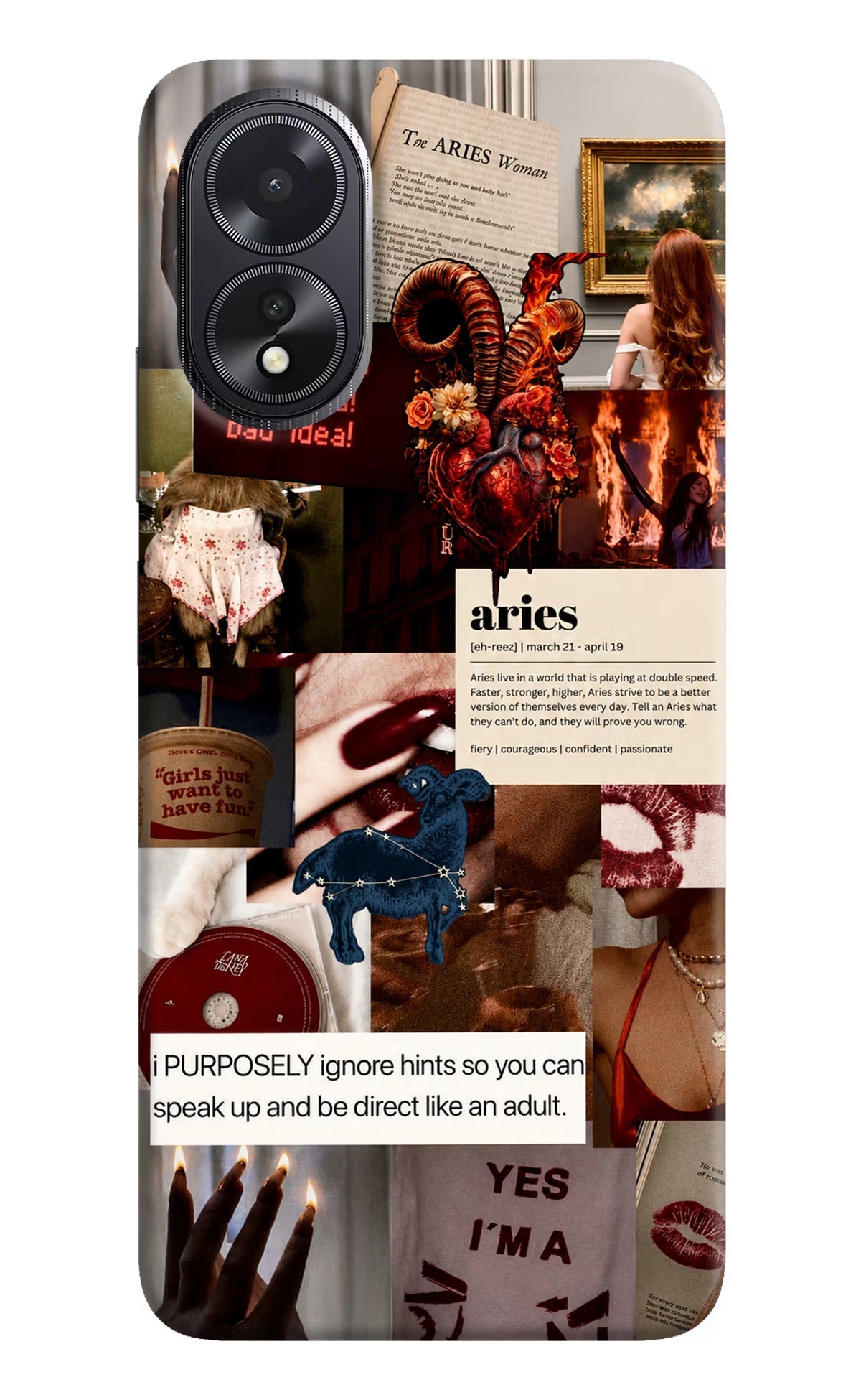 Zodiac Aries Oppo A18/Oppo A38 Hard Case Back Cover by Casekaro